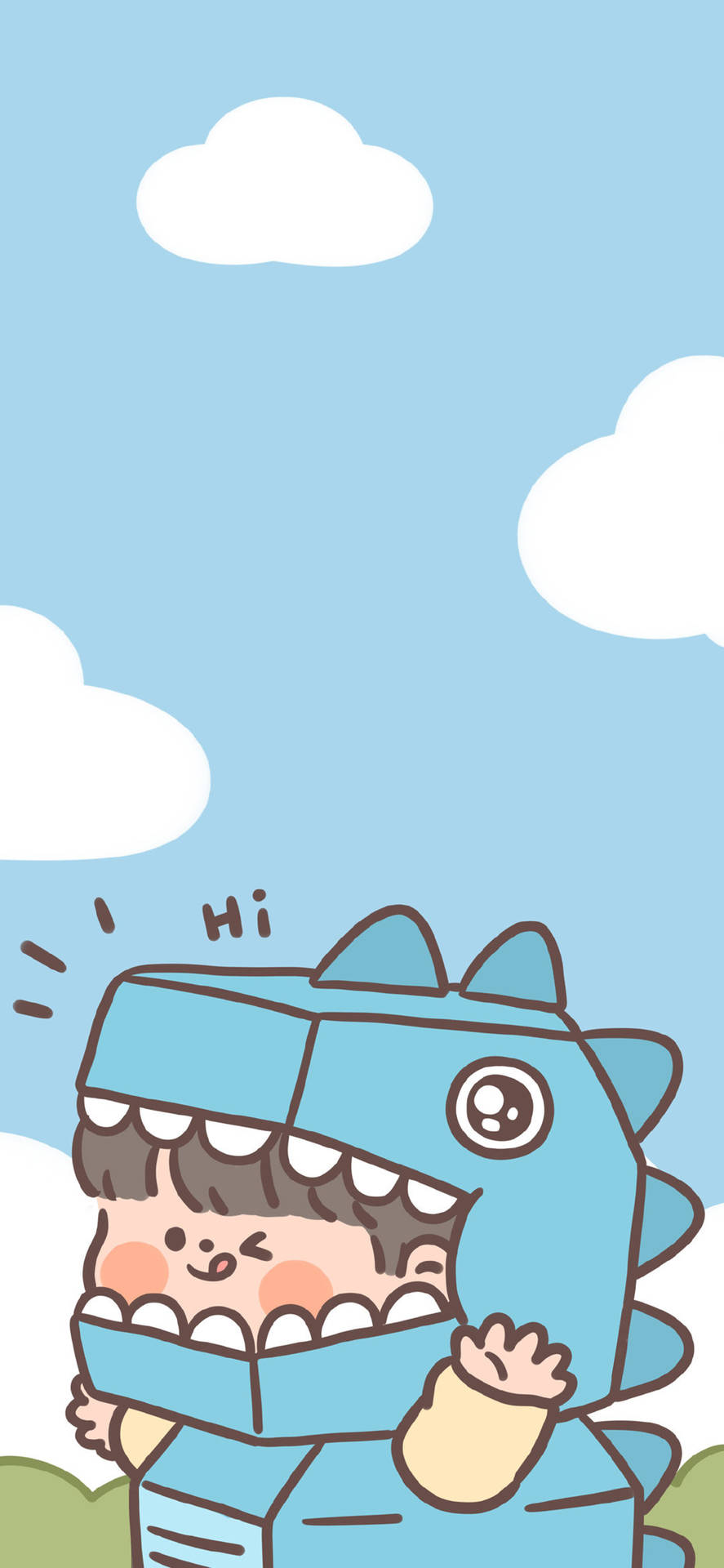 Download Matching Blue Dino Wallpaper