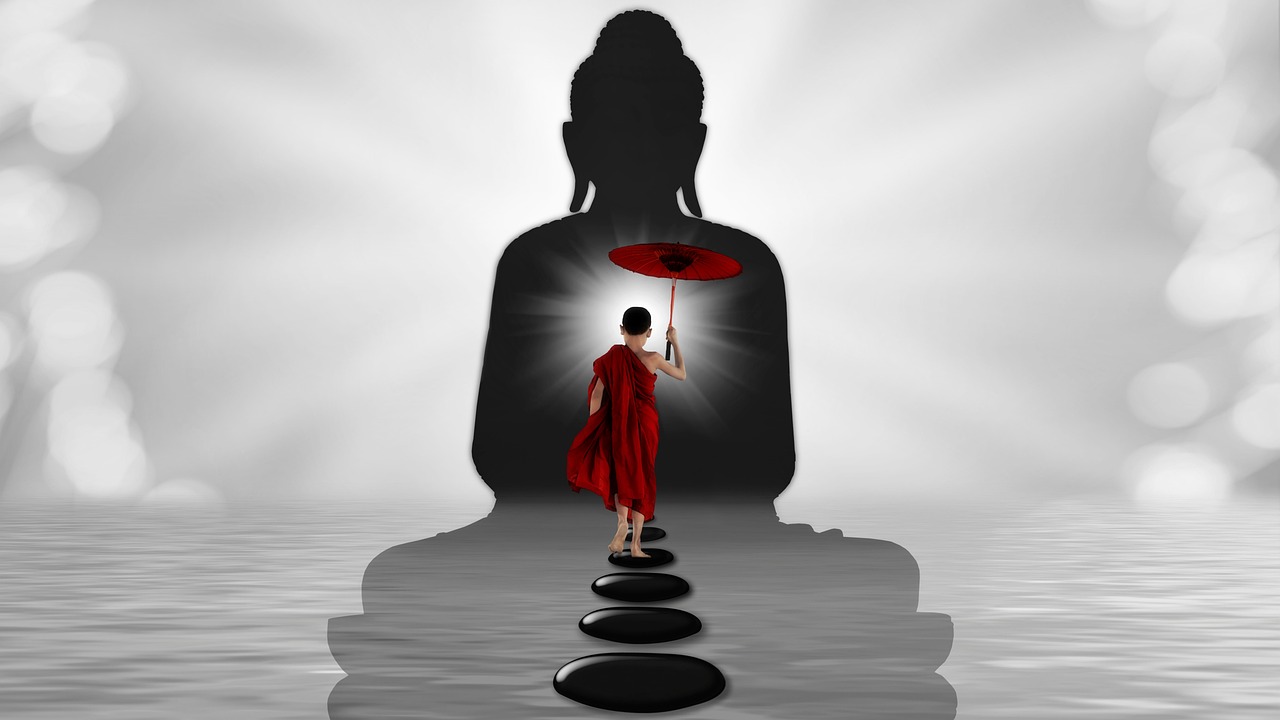 Monk Buddha Water