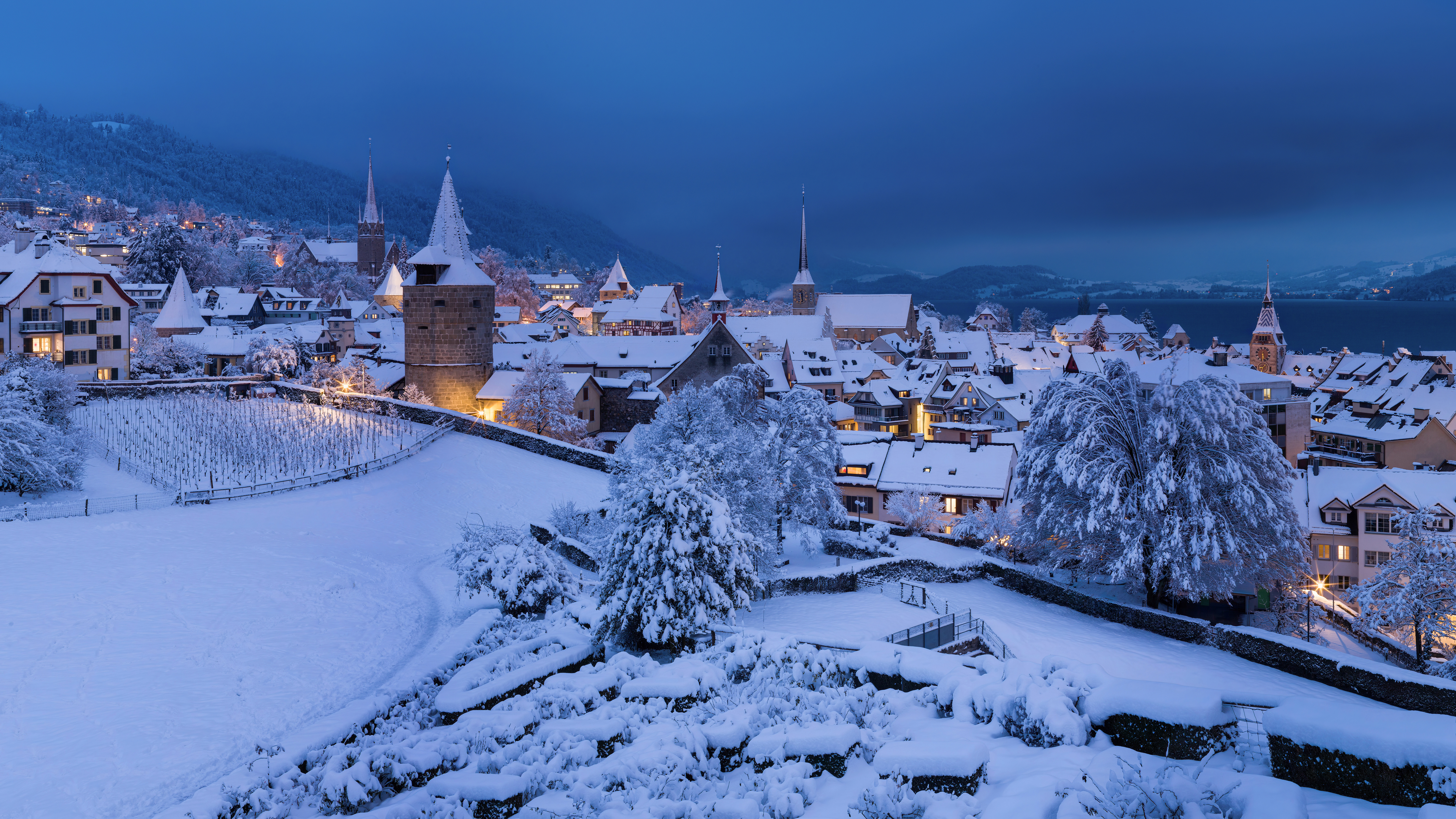 Winter Snow City Switzerland