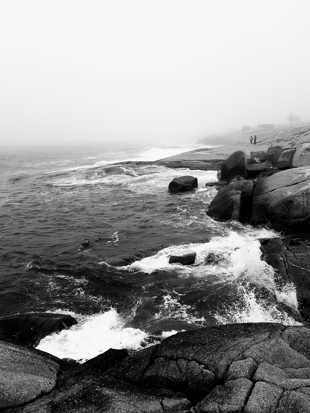 Grayscale photography of ocean photo