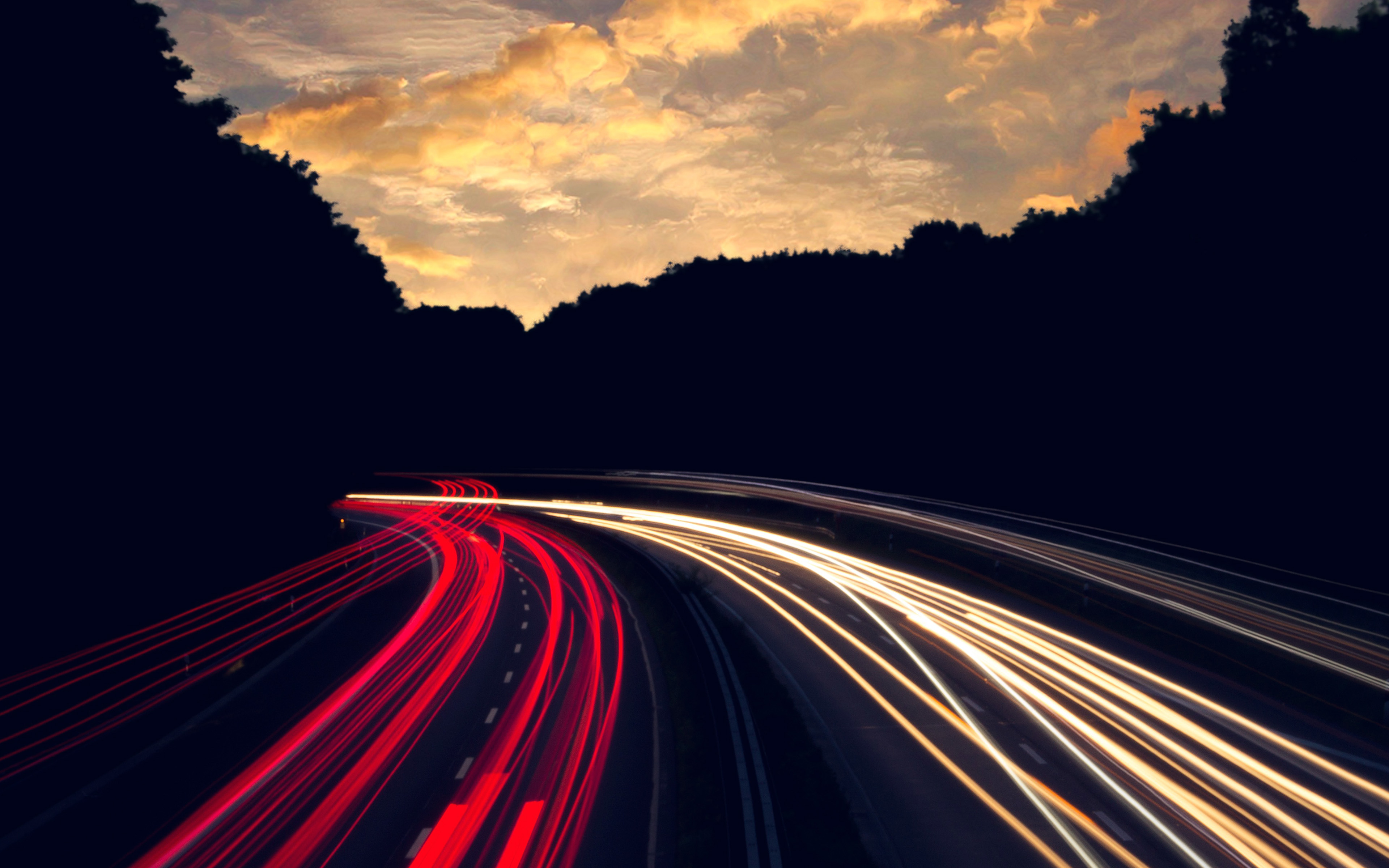 wallpaper for desktop, laptop. night drive car light red dark blue