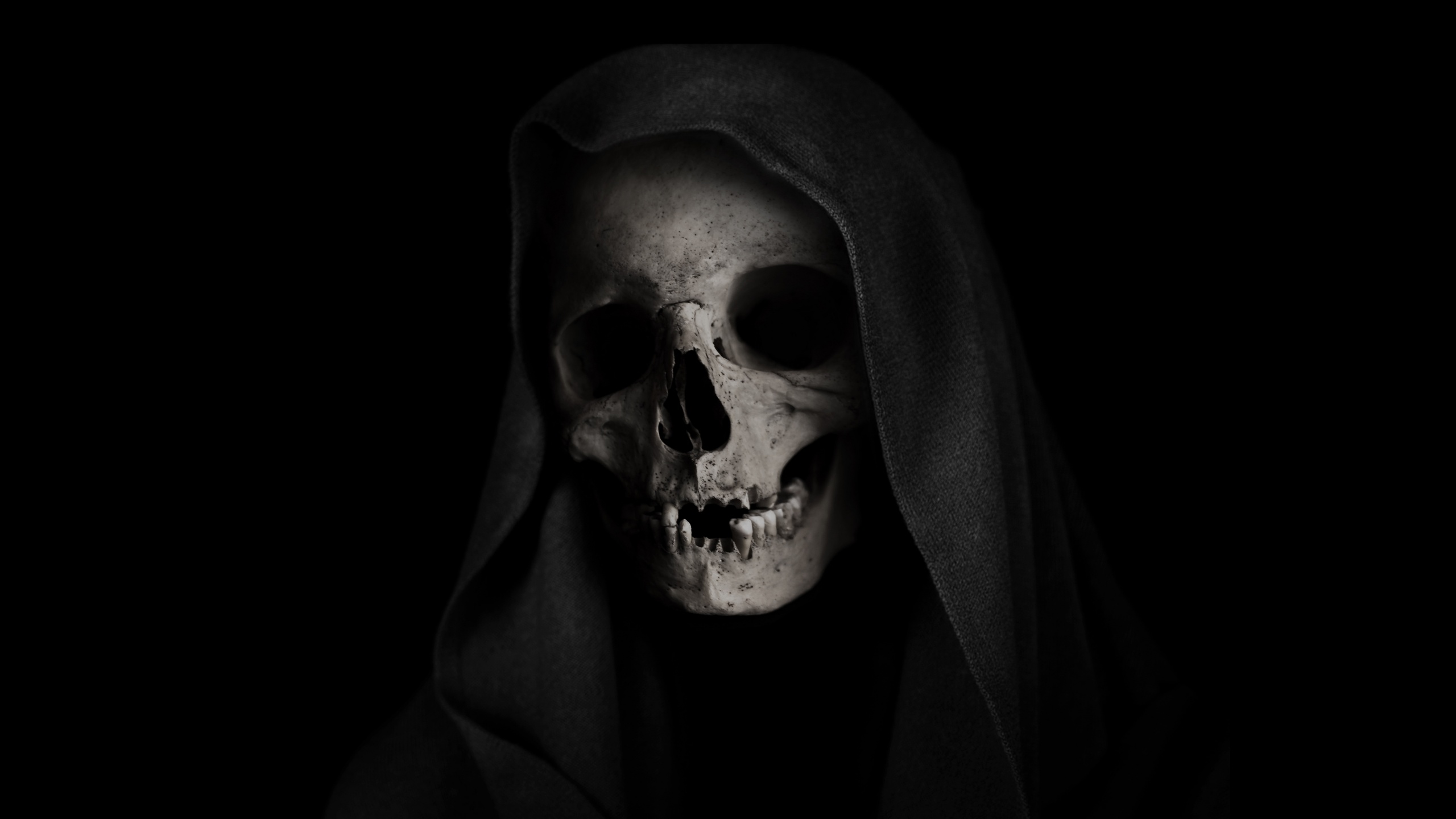 Grim Reaper Wallpaper 4K, Skull, Black