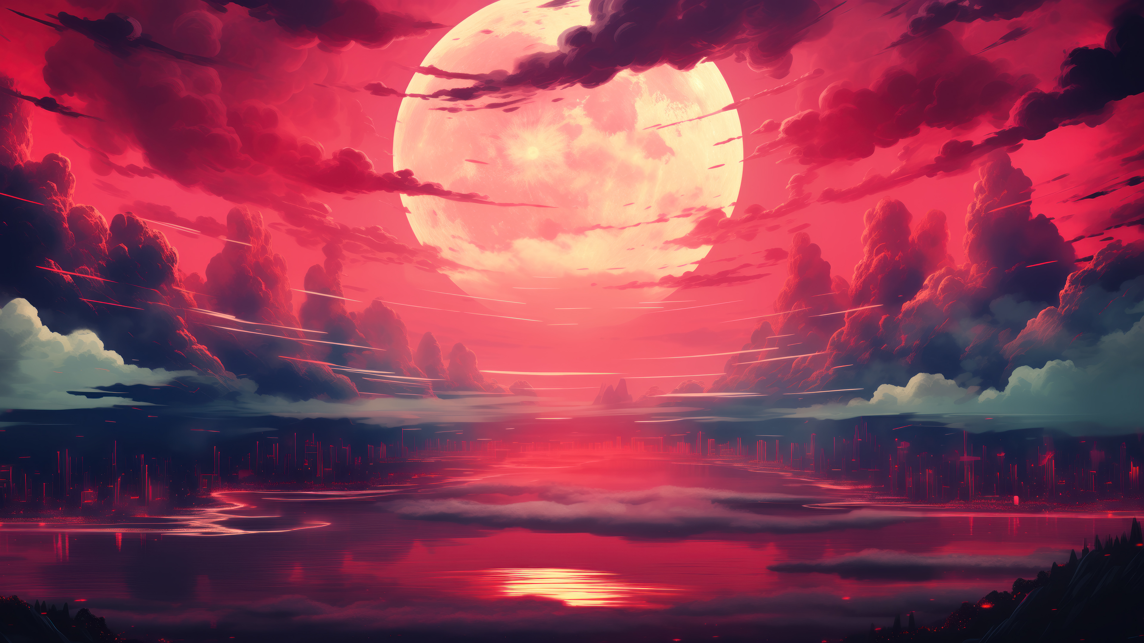 Red Sky Moon Wallpaper 4K HD PC m