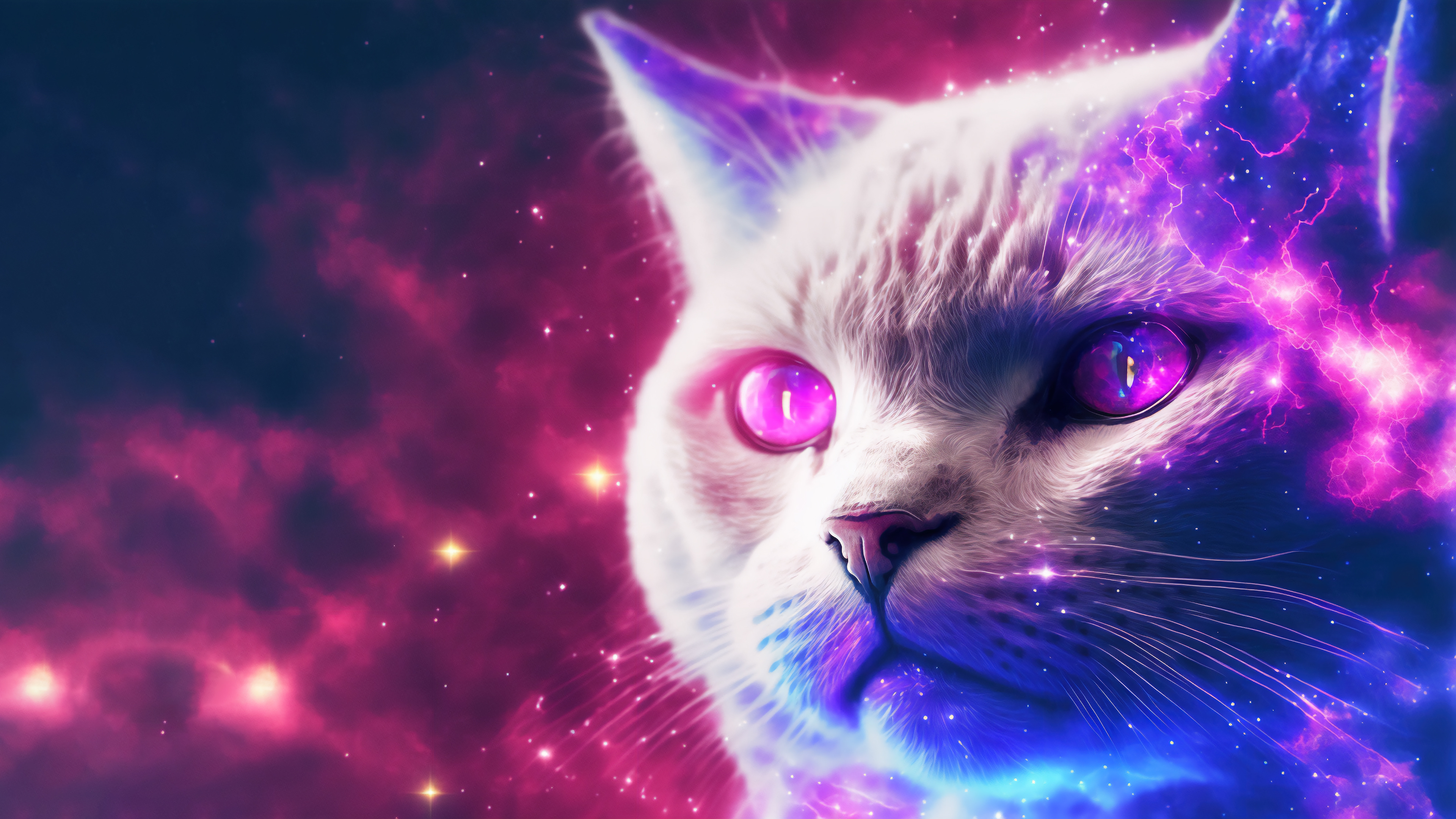Cat Colorful Digital Art Wallpaper 4K
