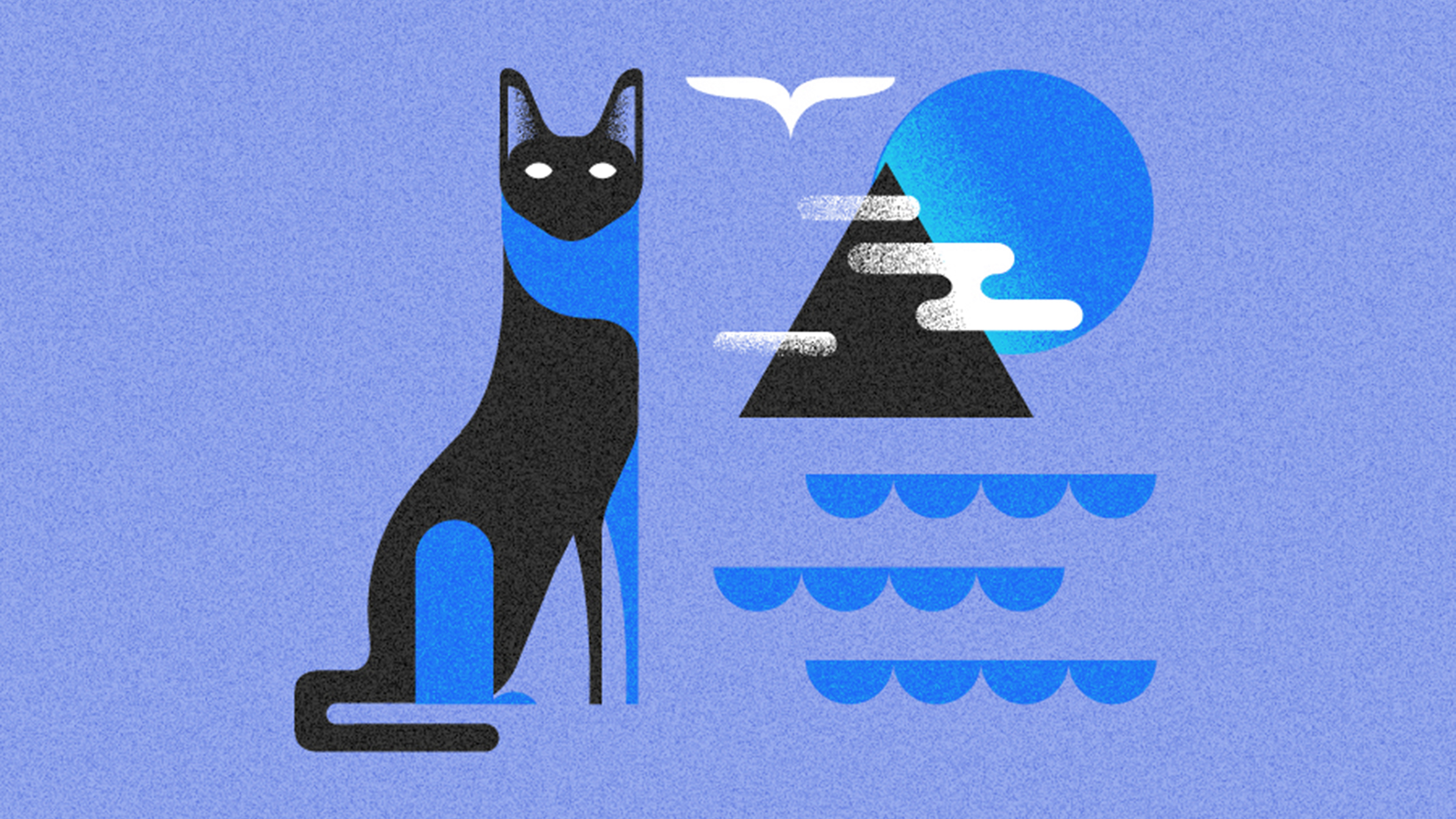 Art Cat Illust Minimal Simple Blue