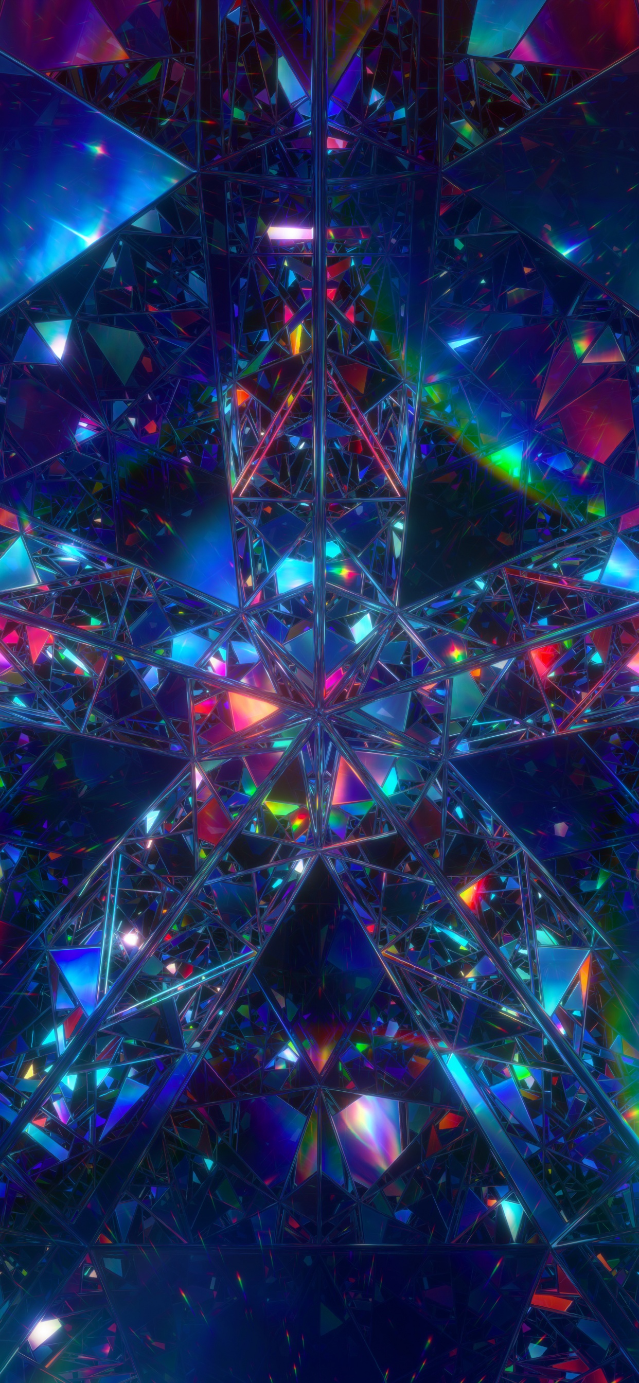 Mirror Wallpaper 4K, Crystals, Rainbow