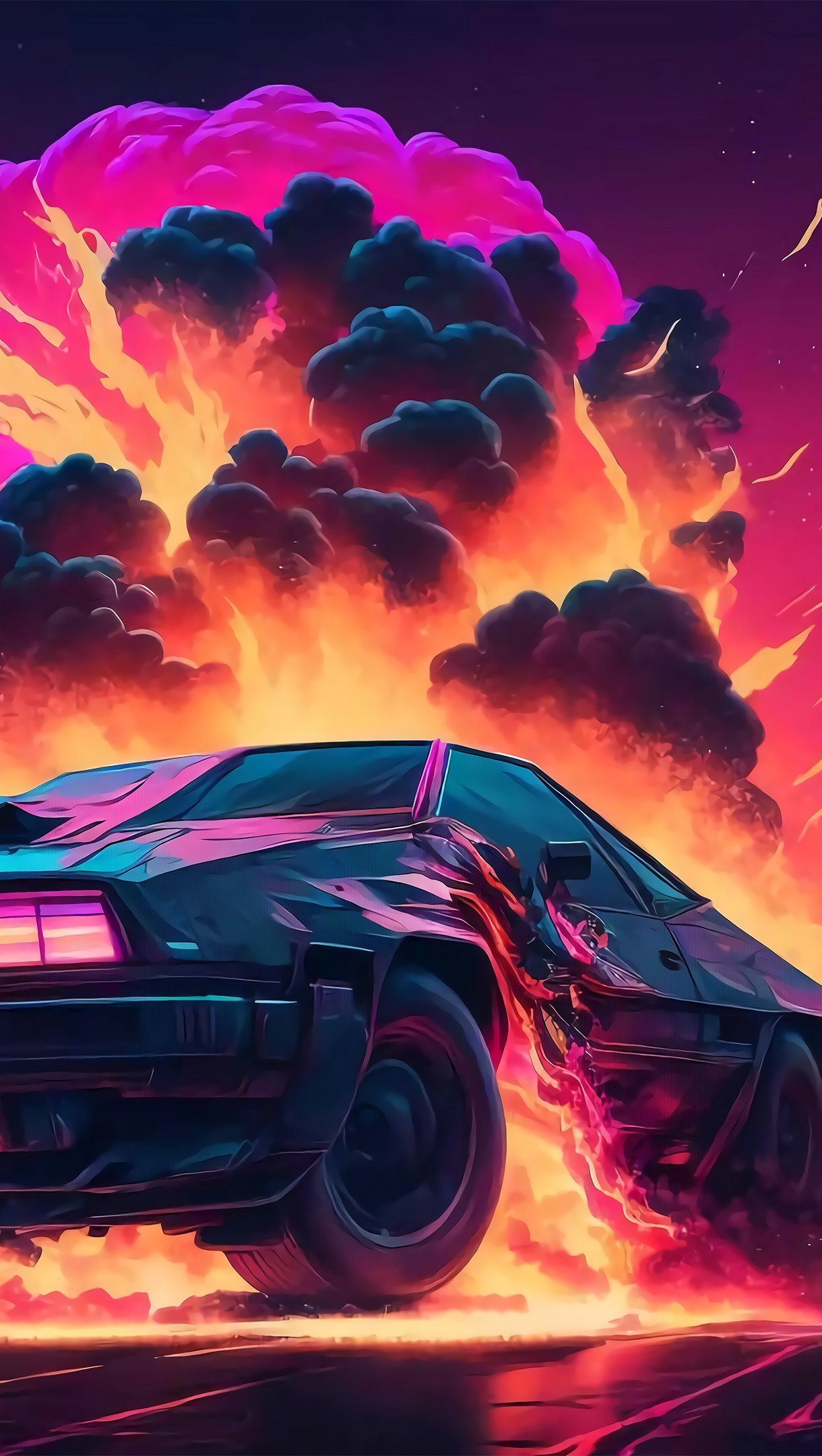 Delorean Retrowave Wallpaper 4k HD