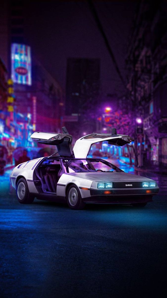 Delorean neon wallpaper