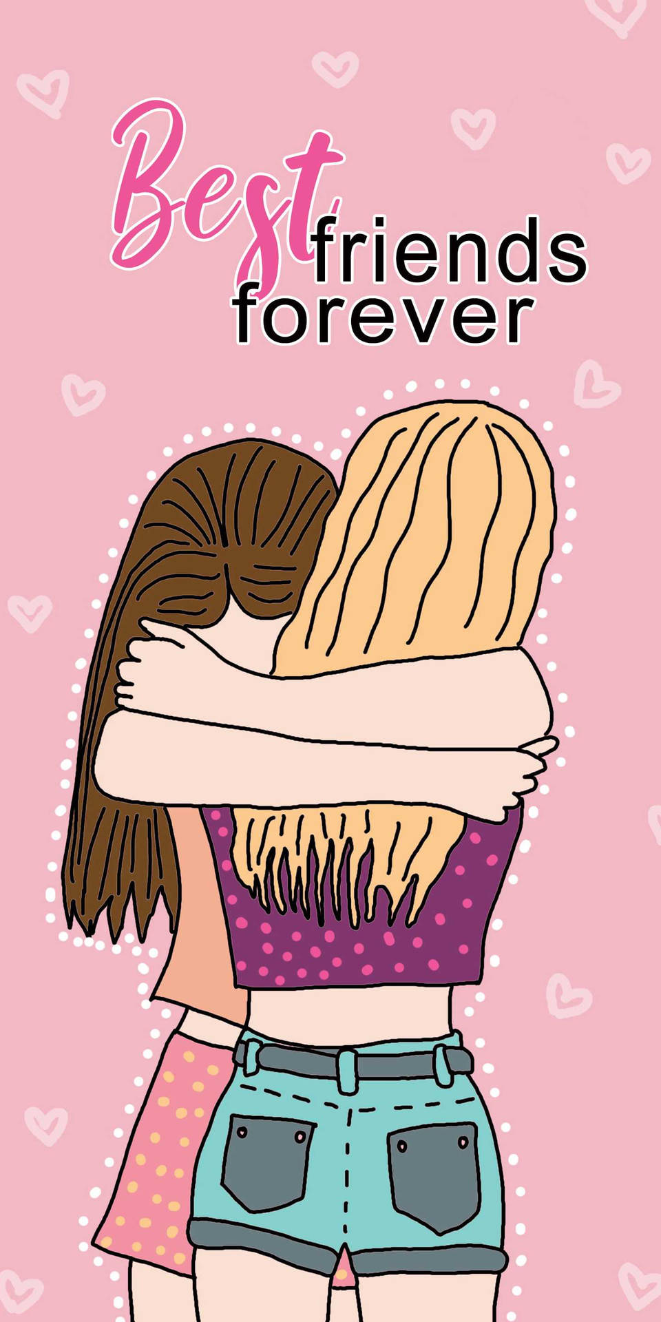 Download BFF Hug Cartoon Wallpaper