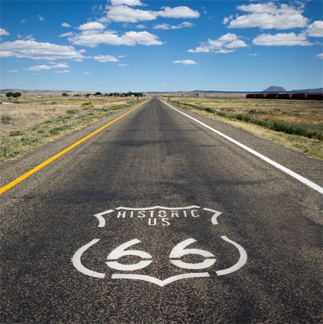 AOFOTO 8x8ft Route 66 Road Backdrop