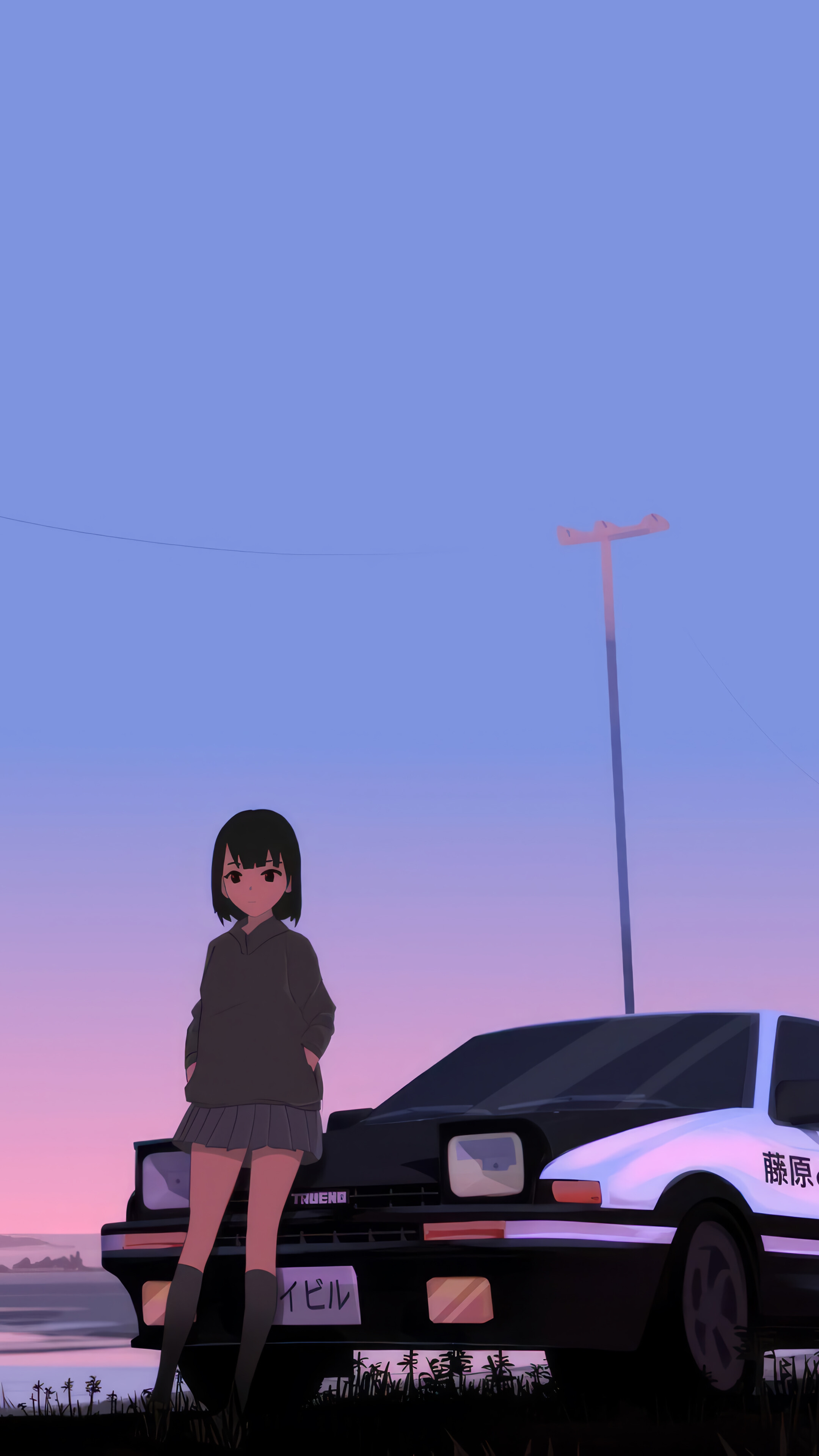 Car Anime Girl 4K Wallpaper iPhone HD