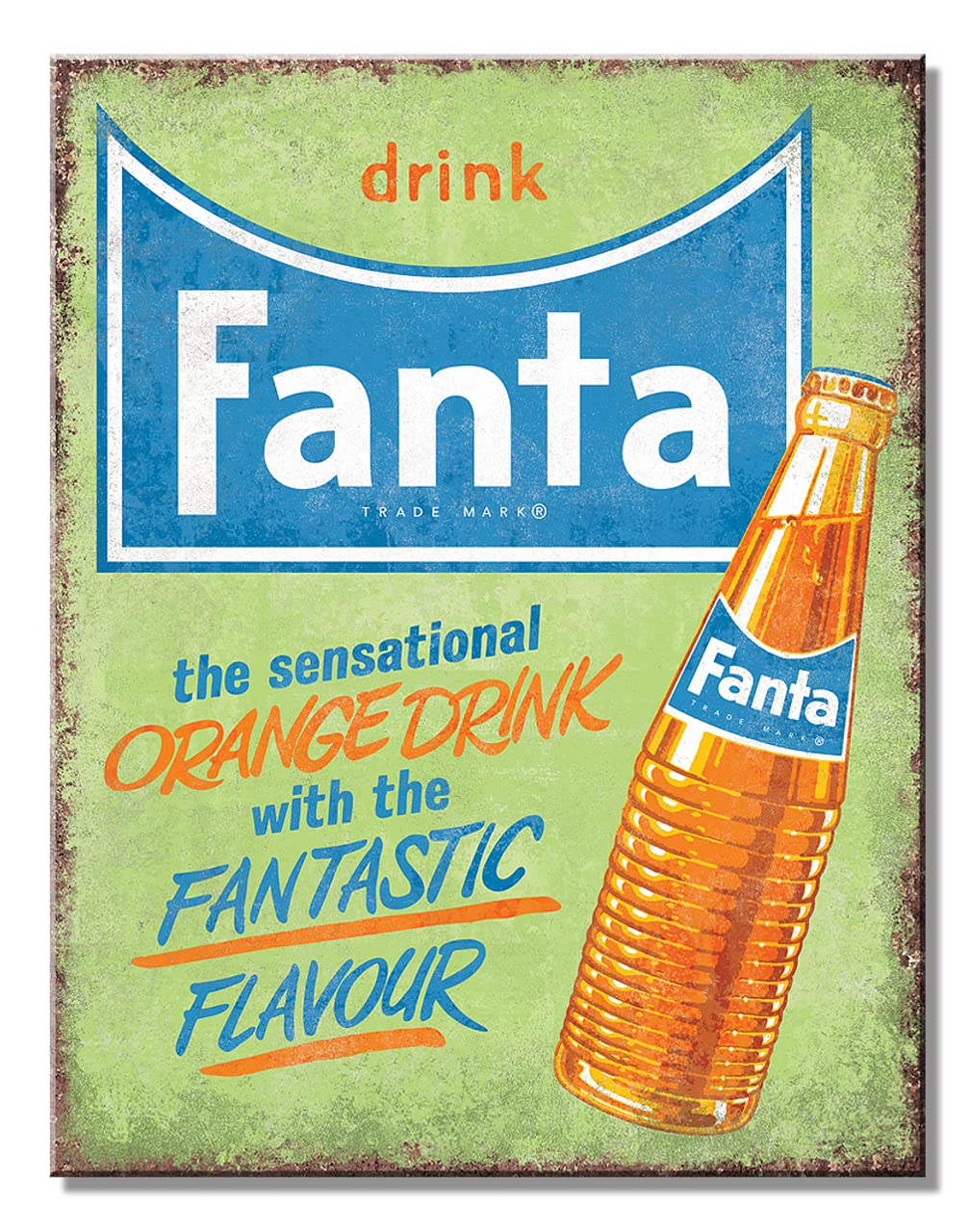 Desperate Enterprises Coke Fanta Tin Sign Vintage Metal Wall Decor