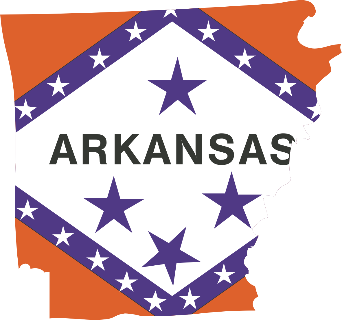 Arkansas State Outline with Flag