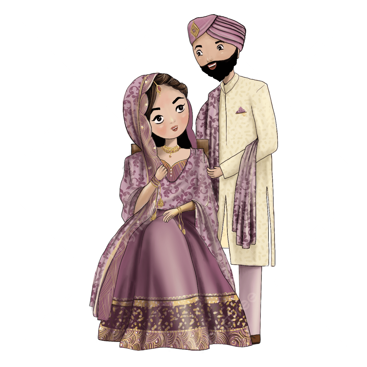 Turban And Sherwani Bride Chaniya Choli