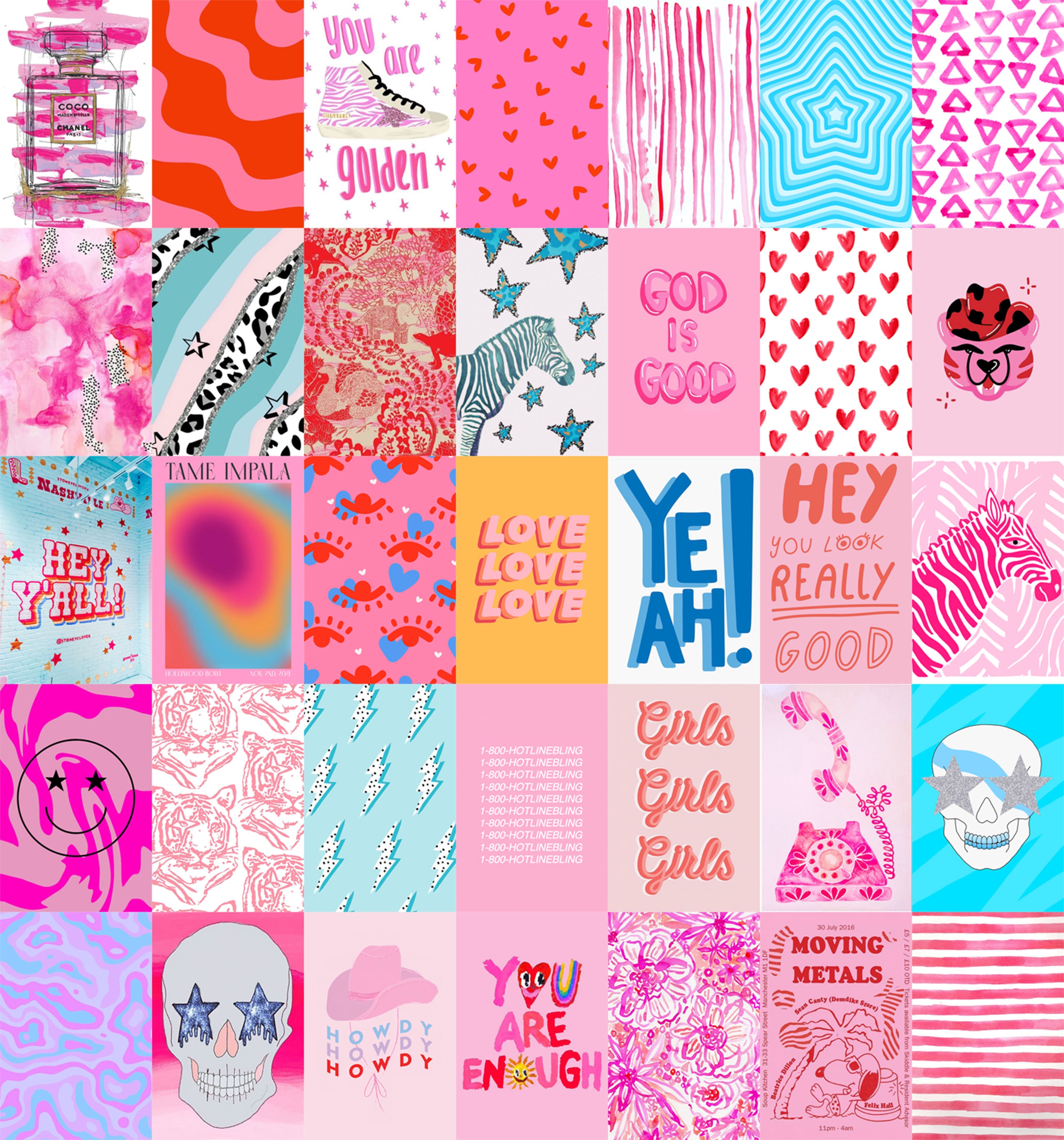 Pink Preppy Aesthetic Wall Collage Kit