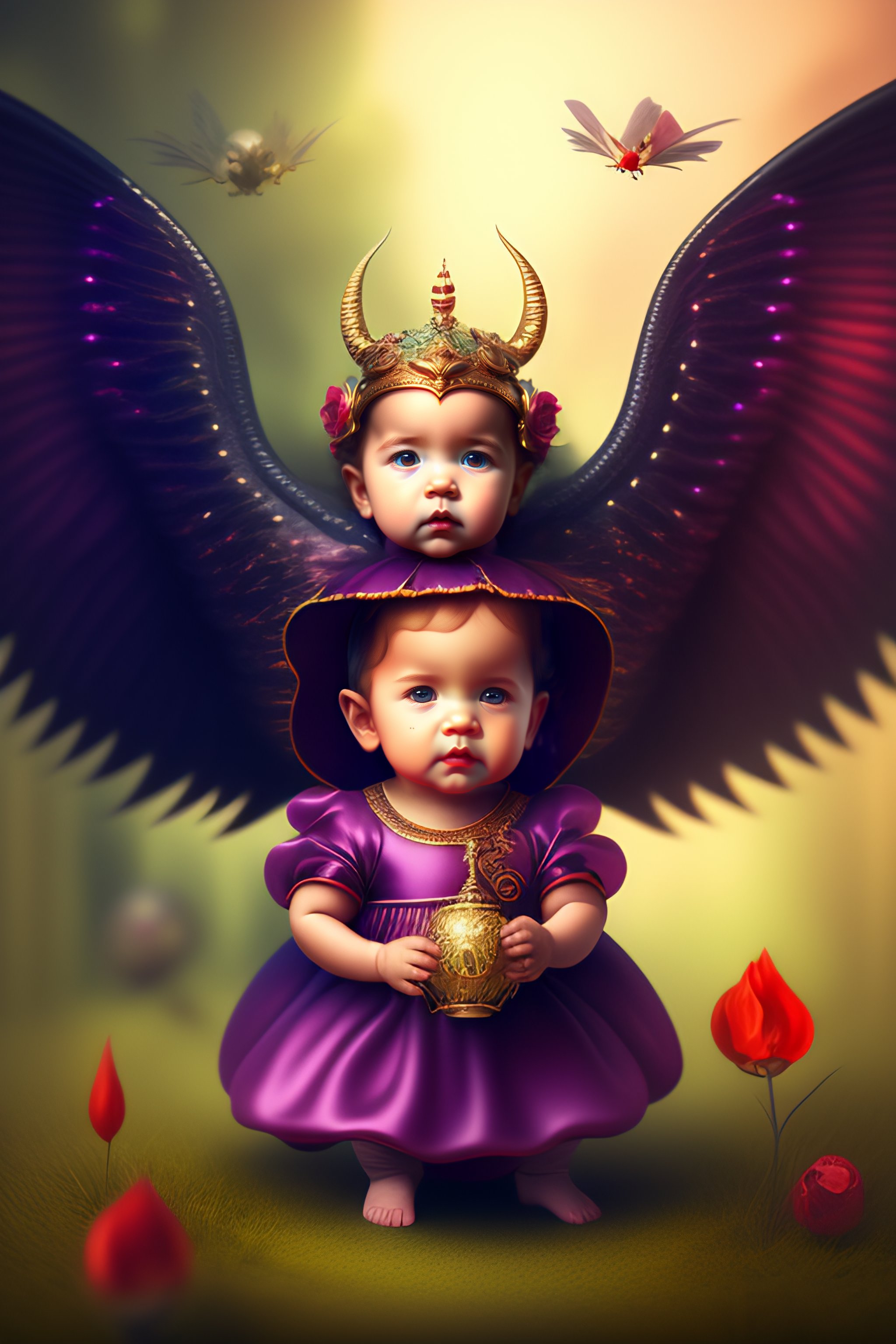 Adorable baby girl mephistofeles, death