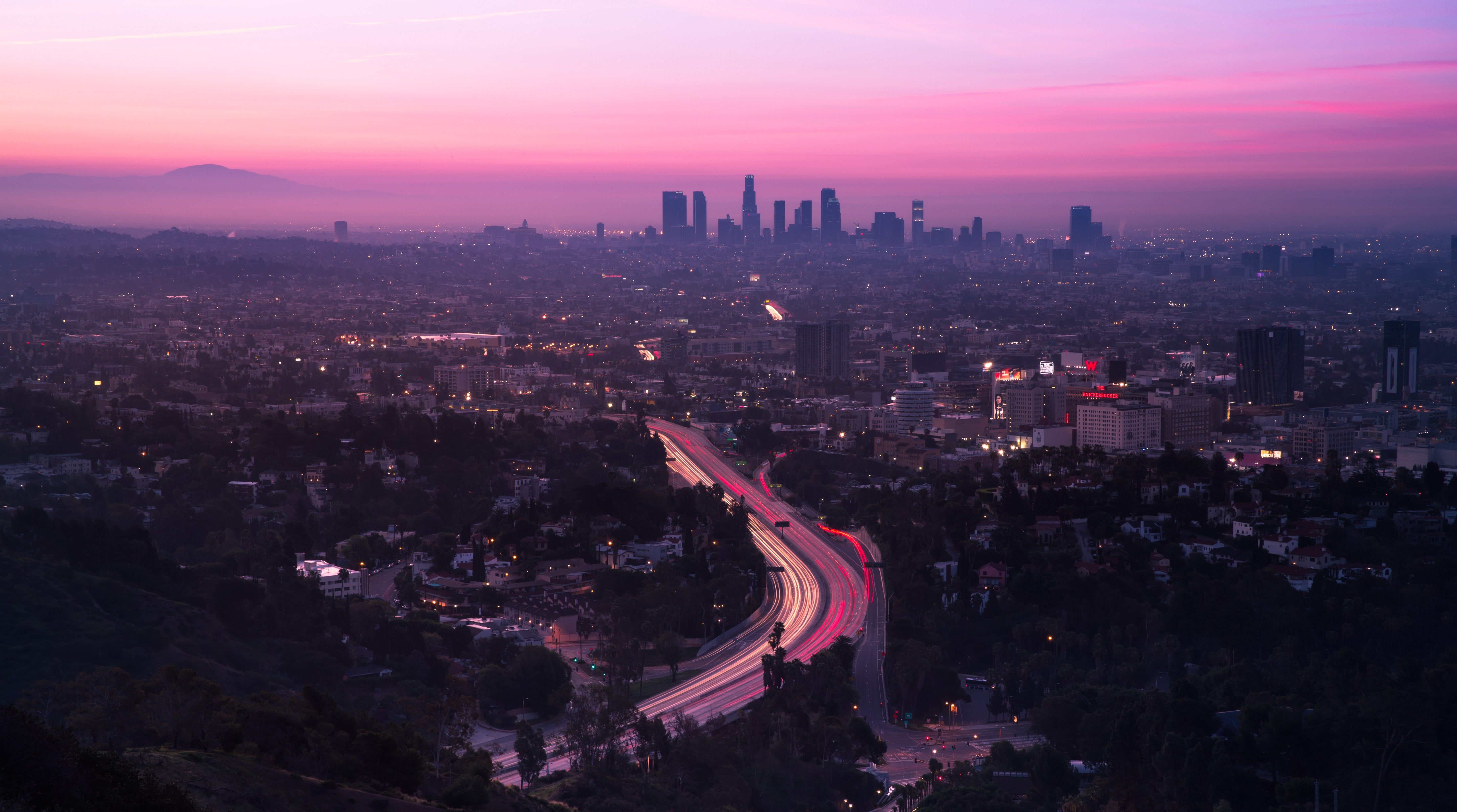 Phone wallpaper: View From Above, Los Angeles, City, Sunset, Cities, Usa, Road, United States 148796