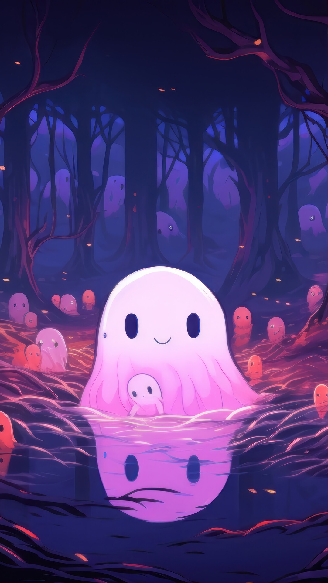 Cute Ghost Forest Halloween 4K