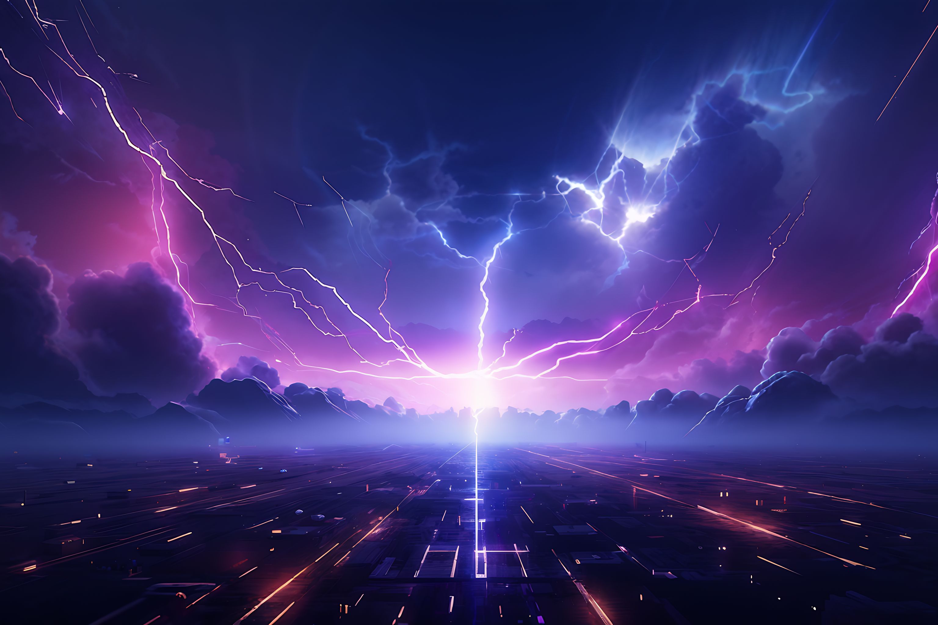 blue and purple lightning background