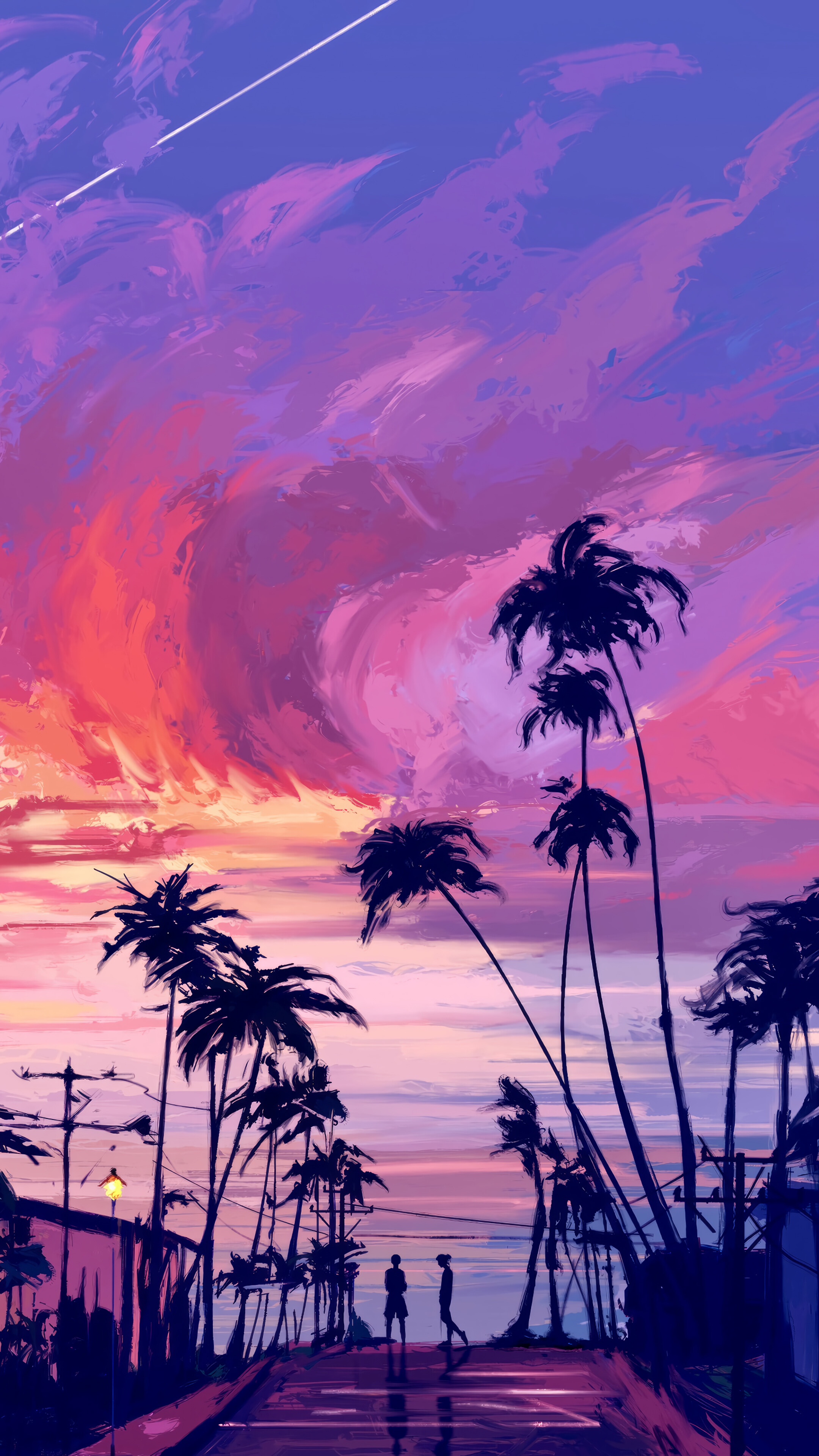 Sunset Palm Tree Art 4K Wallpaper