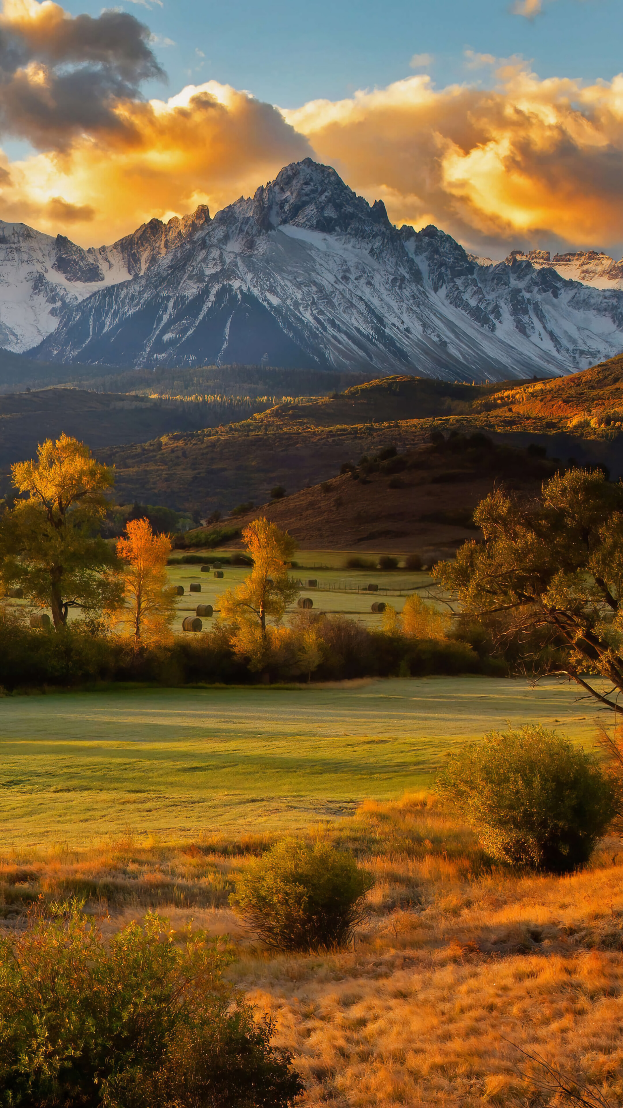 Mountains Autumn Trees Sky Scenery