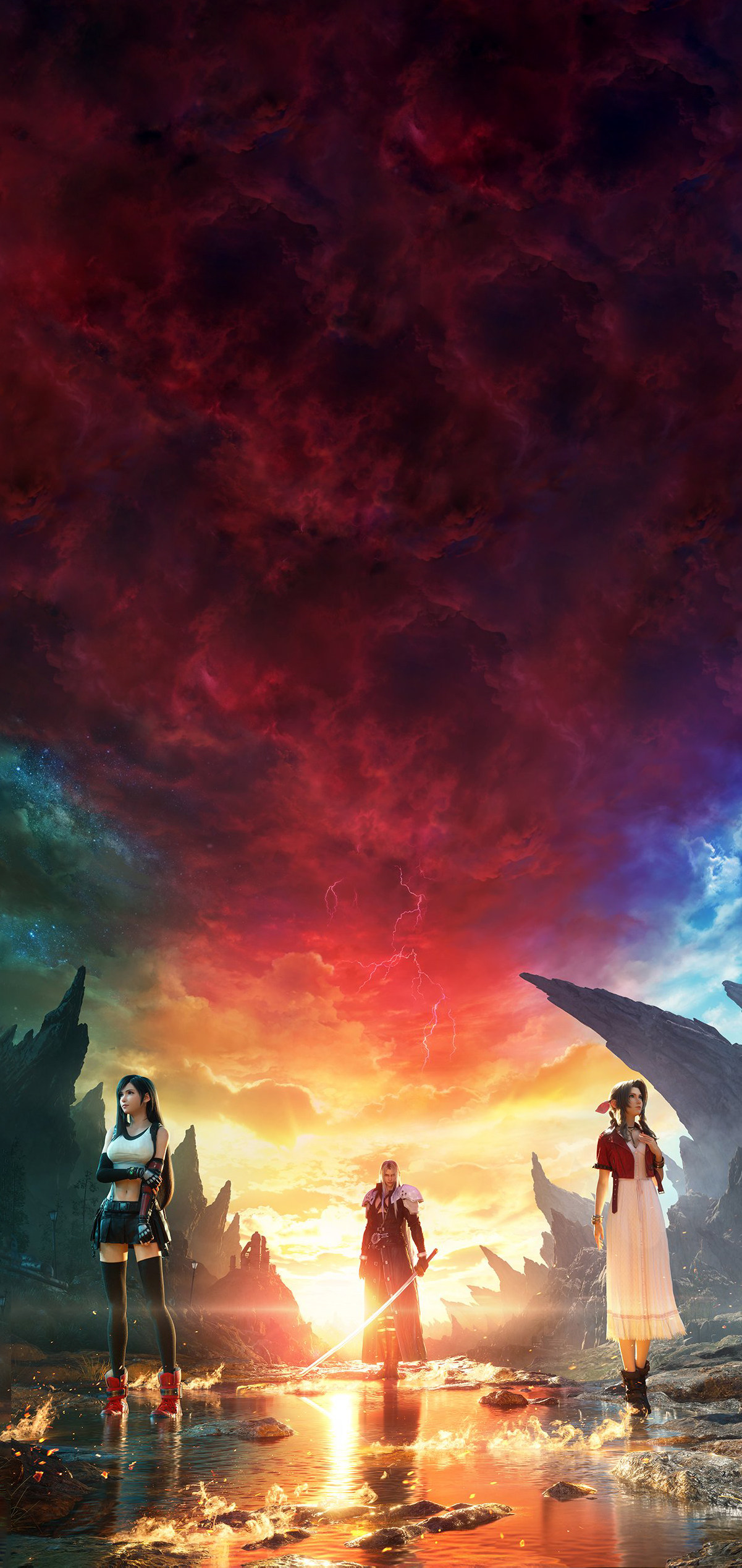 Rebirth Phone Wallpaper, Tifa & Aerith