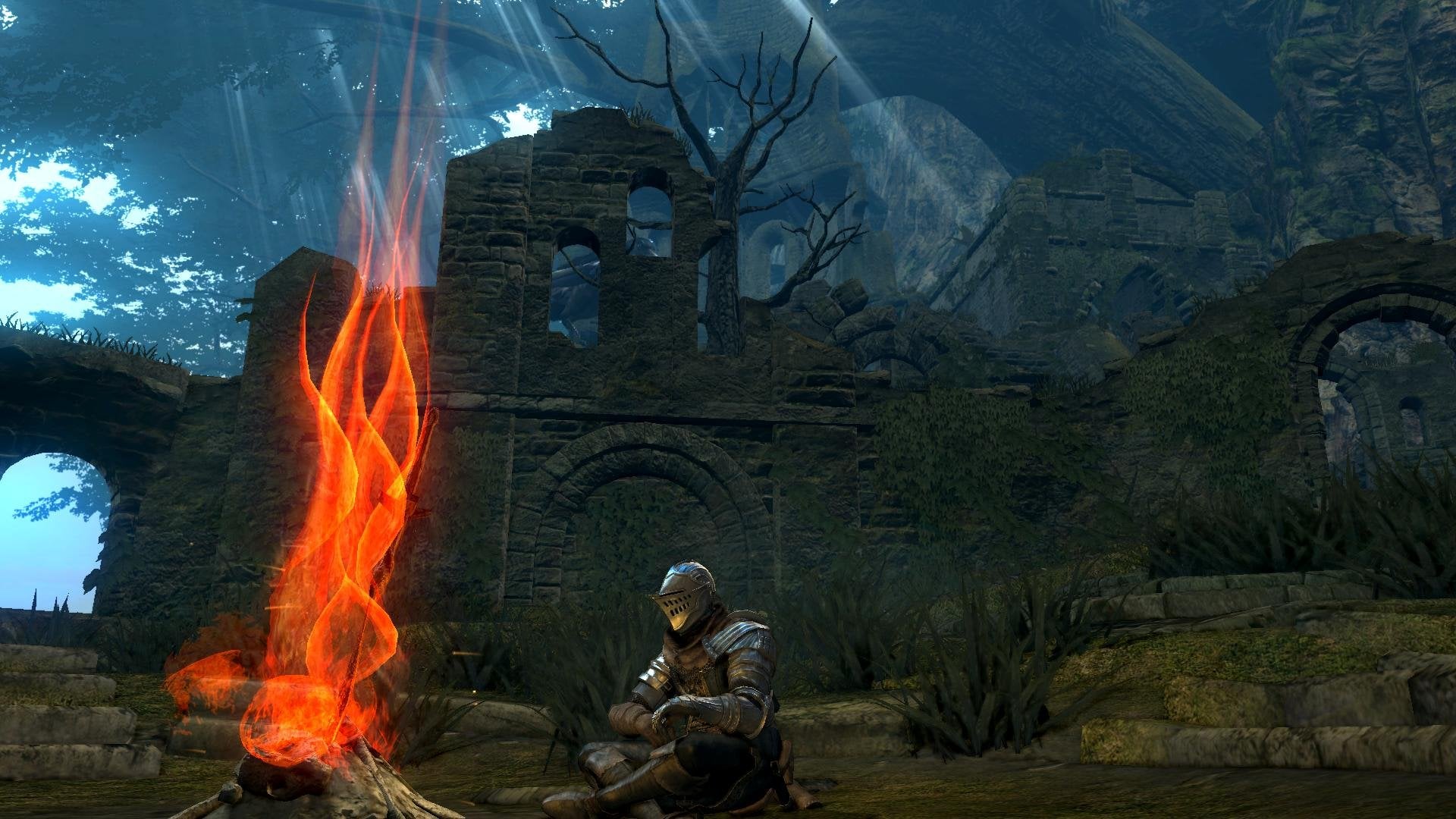 animated background of Firelink Shrine