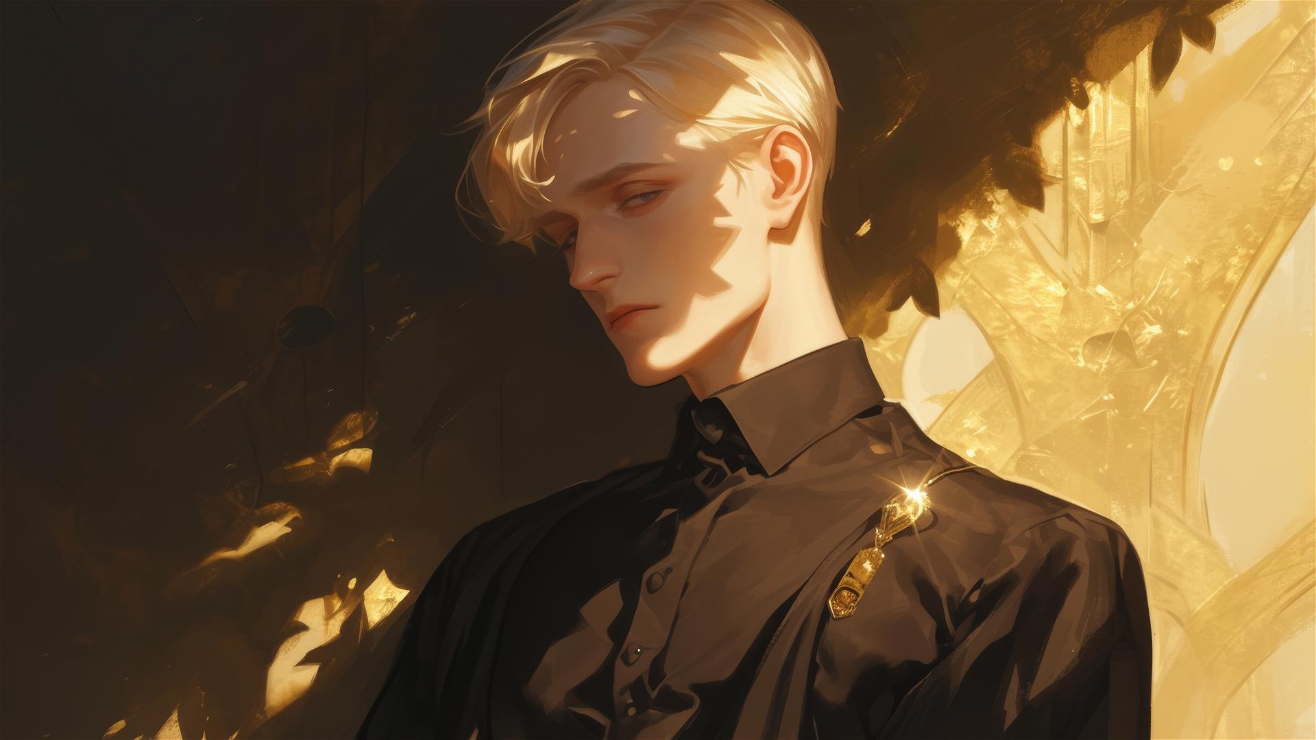 Draco Malfoy Golden Spotlight Illustration