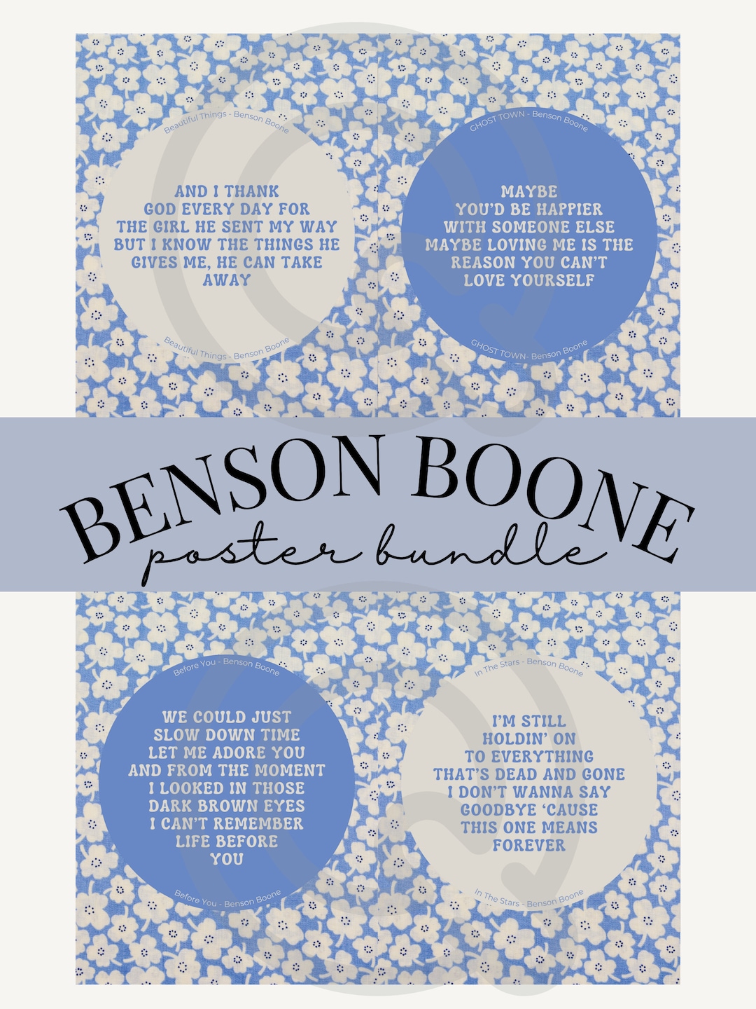 Benson Boone Lyric Posters Pack of 4