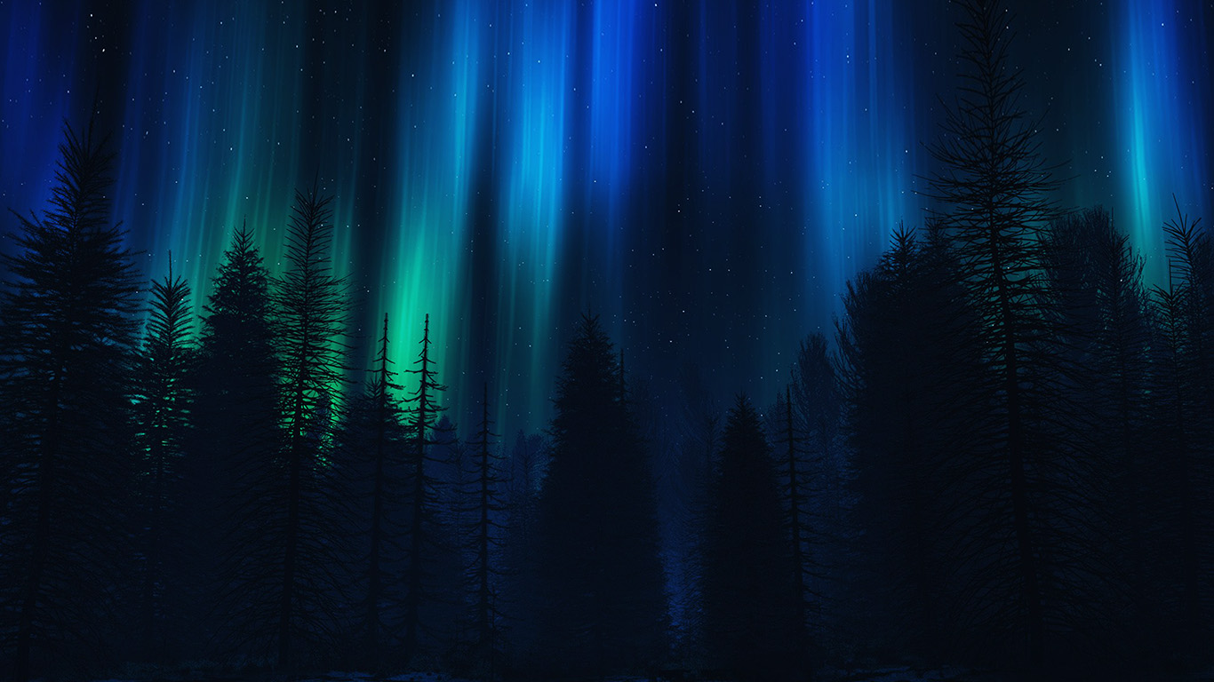Aurora Night Sky Dark Blue Nature Art