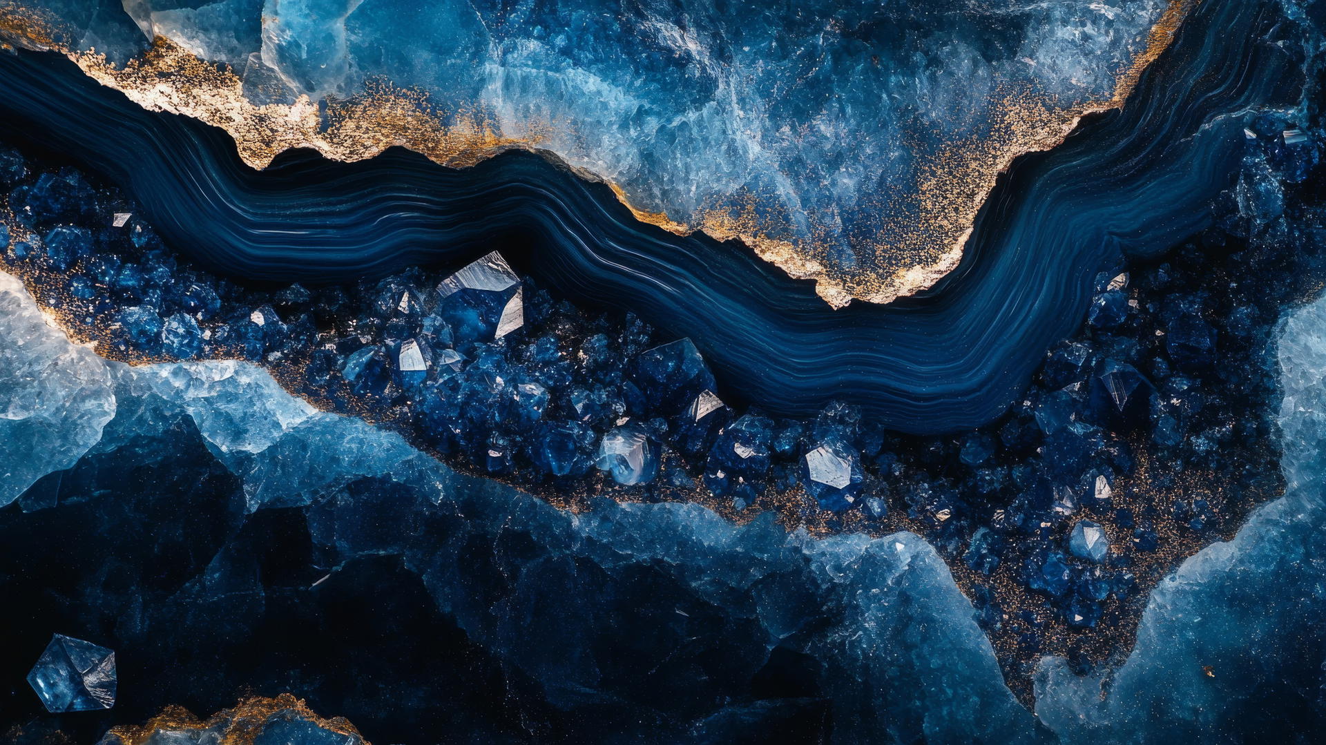 4K HD Wallpaper: deep navy blue crystals