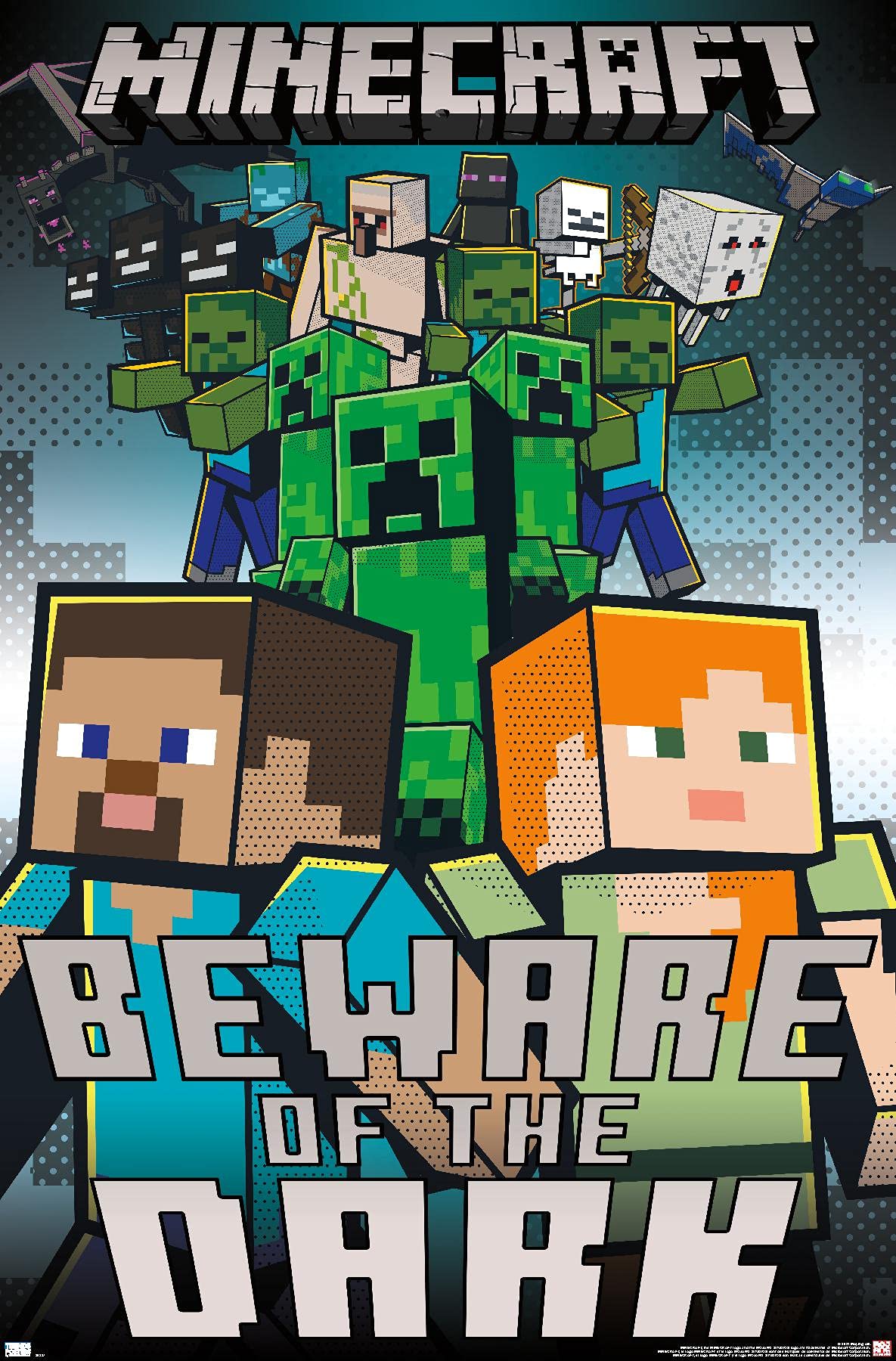 Trends International Minecraft of The Dark Wall Poster, 22.37 x 34.00, Unframed Version