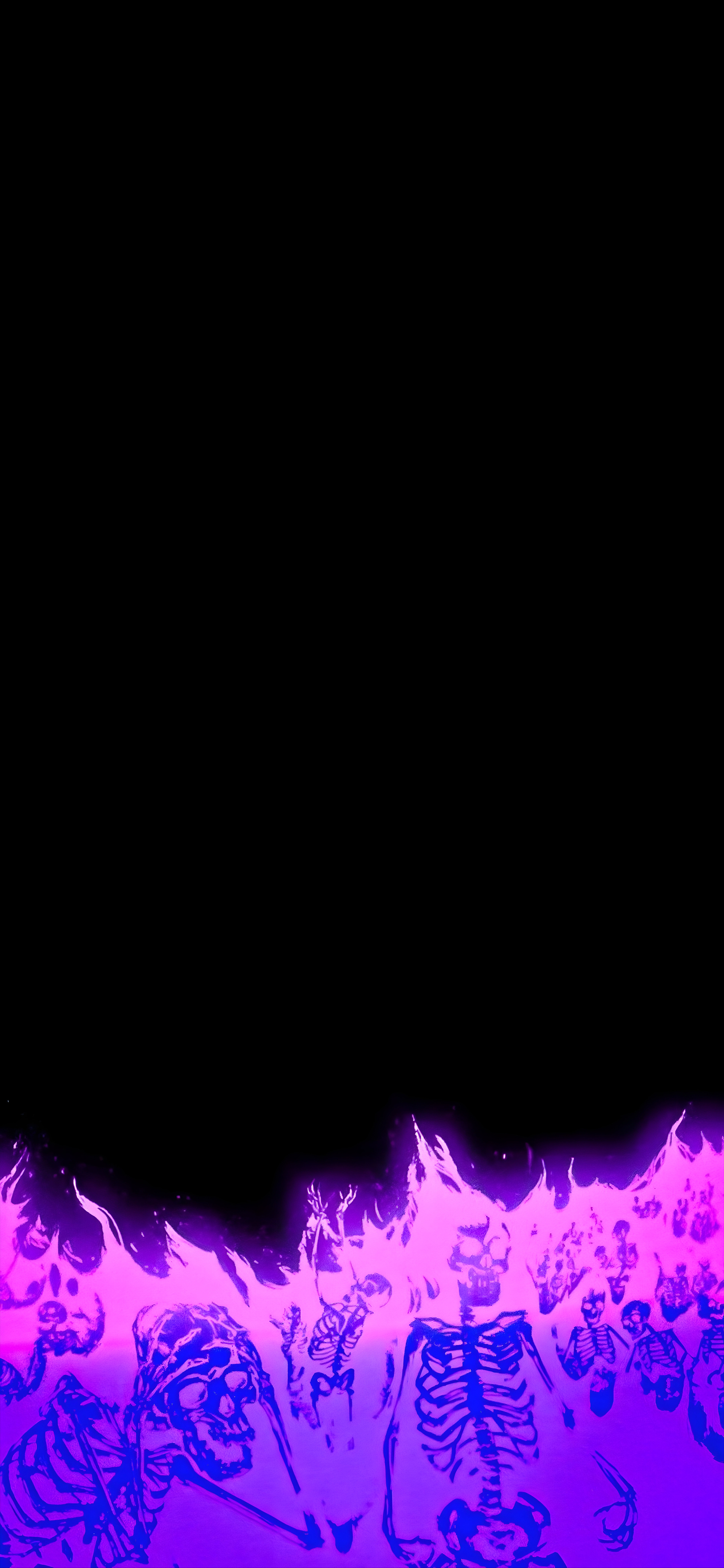 Flaming Skeletons Purple Wallpaper