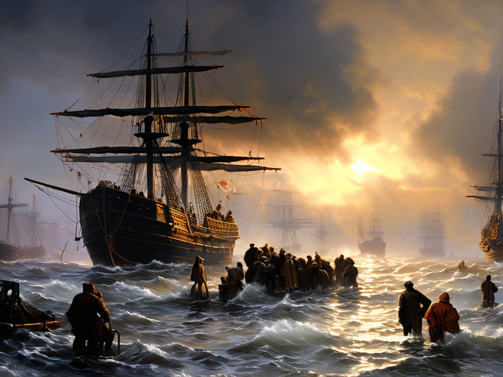 Portuguese caravels navigating