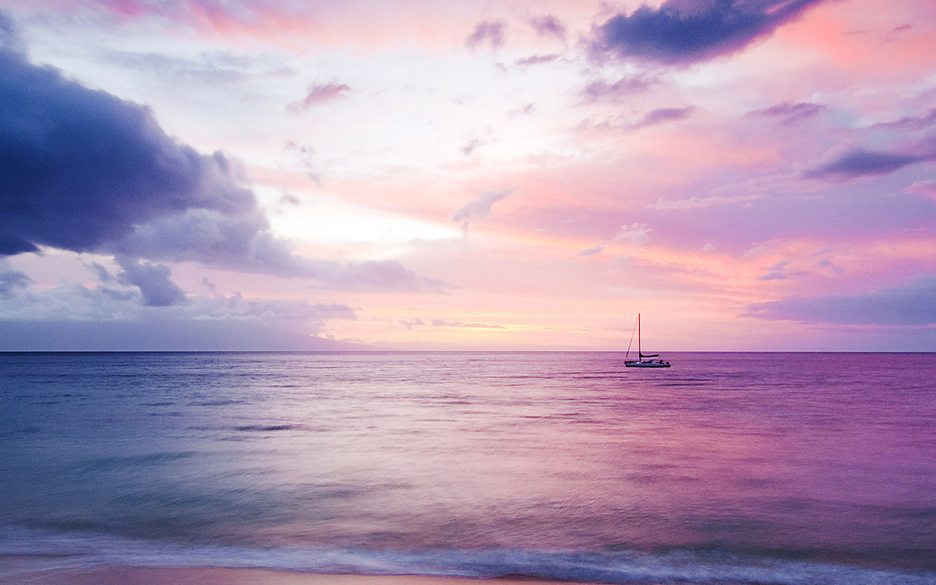 Wallpaper Dreamy Sea Boat Blue