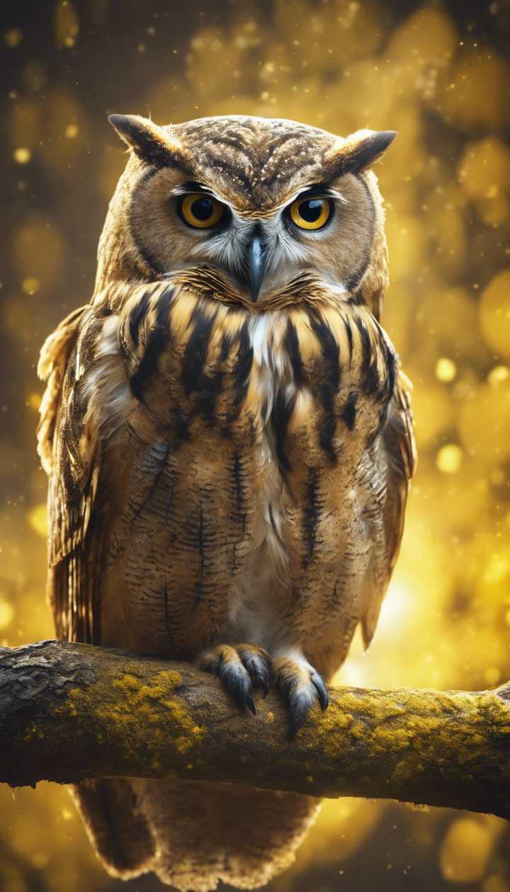 A wise old owl enveloped in a magical