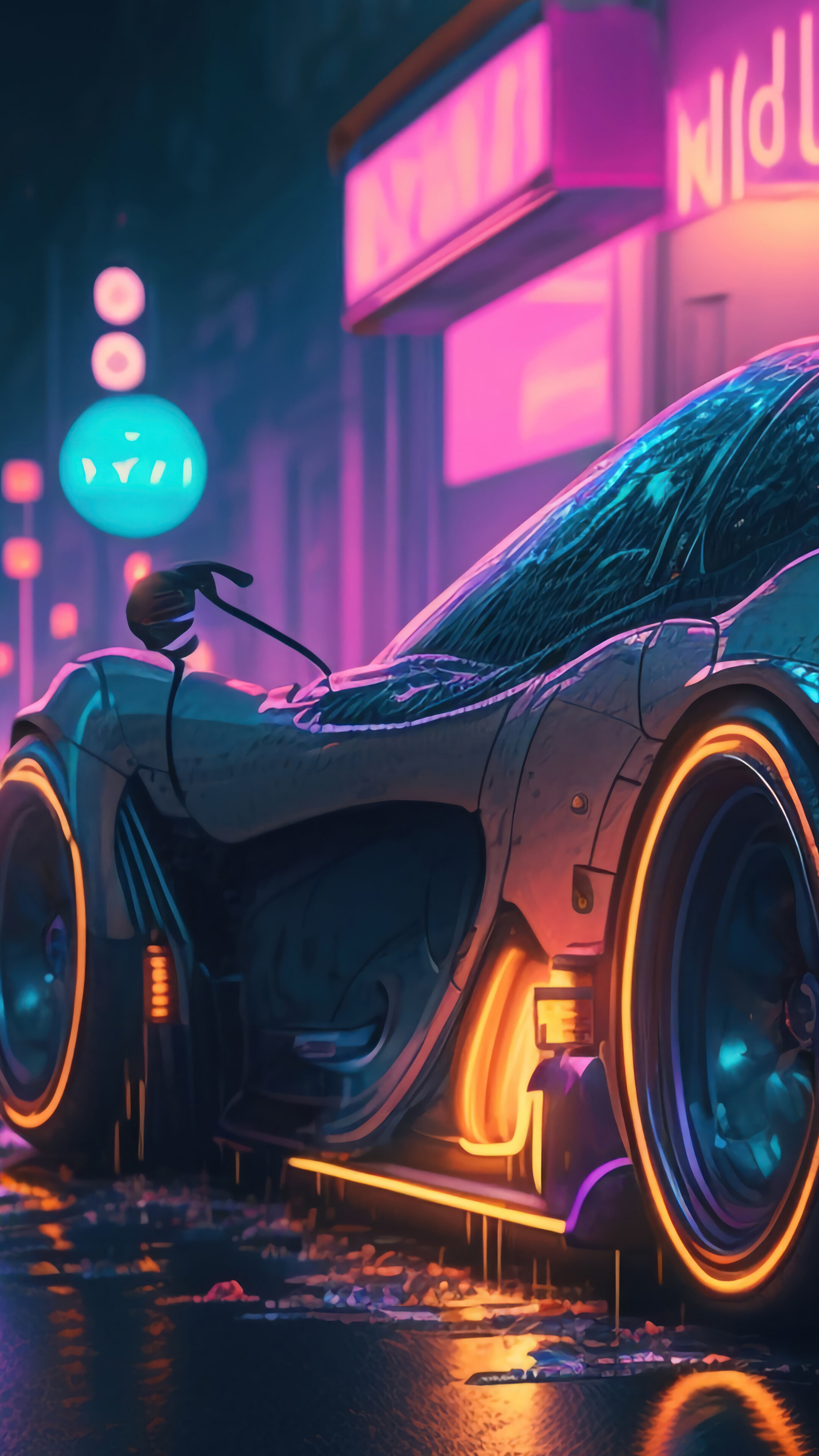 Sports Car Lights 4K Wallpaper iPhone