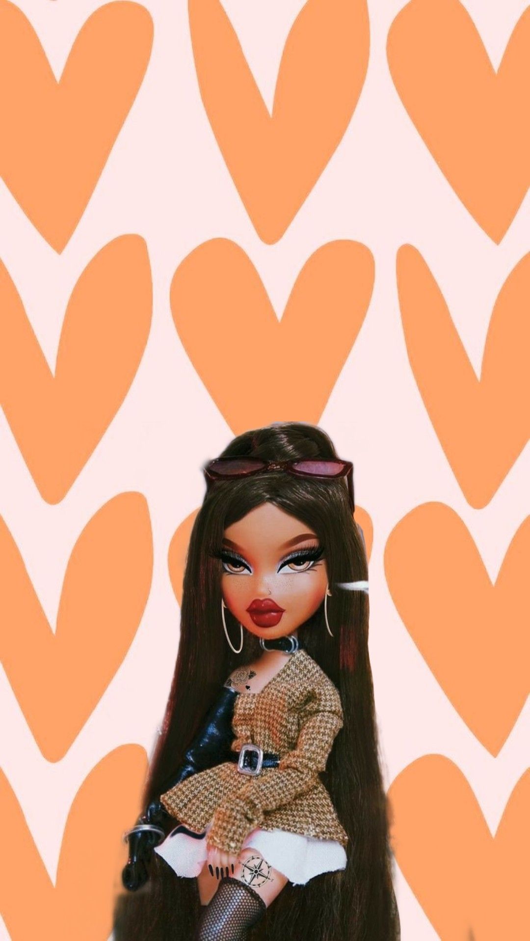 Orange wallpaper, baddie doll, pp, iphone