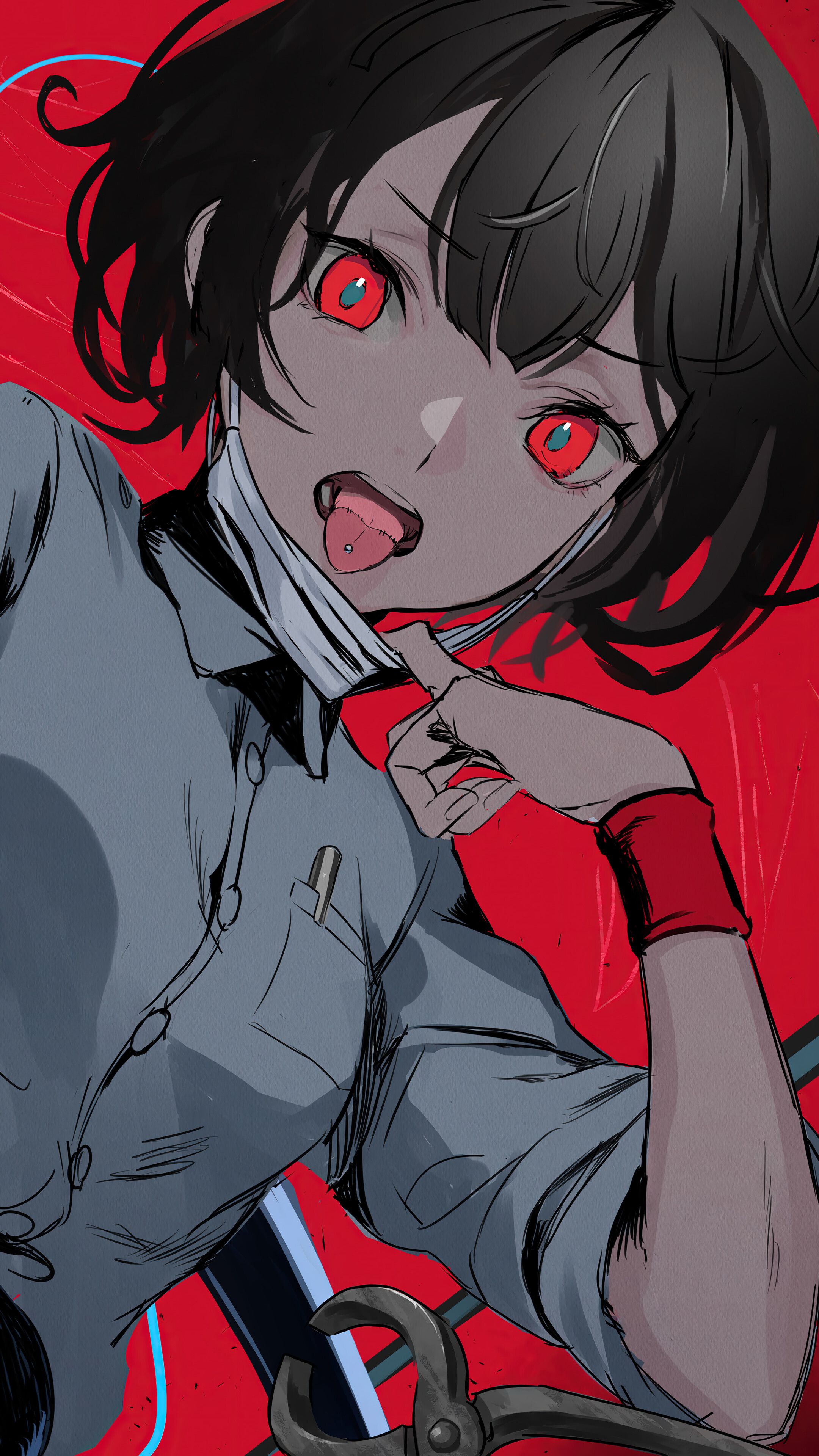 Anime Girl Red Eyes 4K Wallpaper iPhone