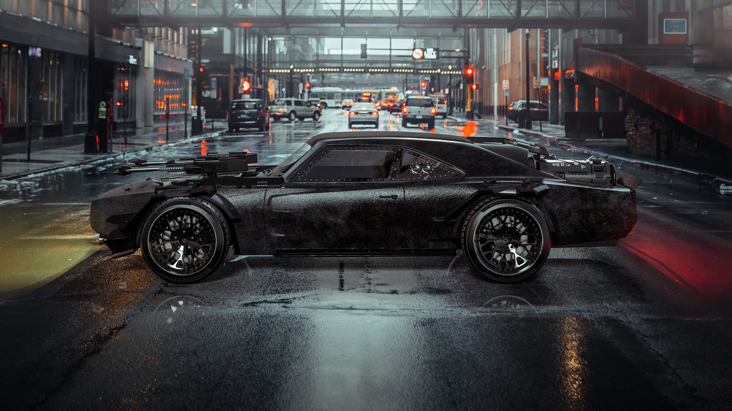 Dodge Charger Wallpaper 4K, Batmobile, City street