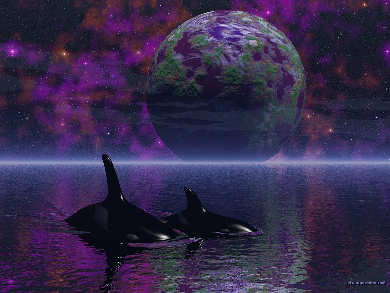 Free 3D Wallpaper 'Orcas' Dream' 1600x1200