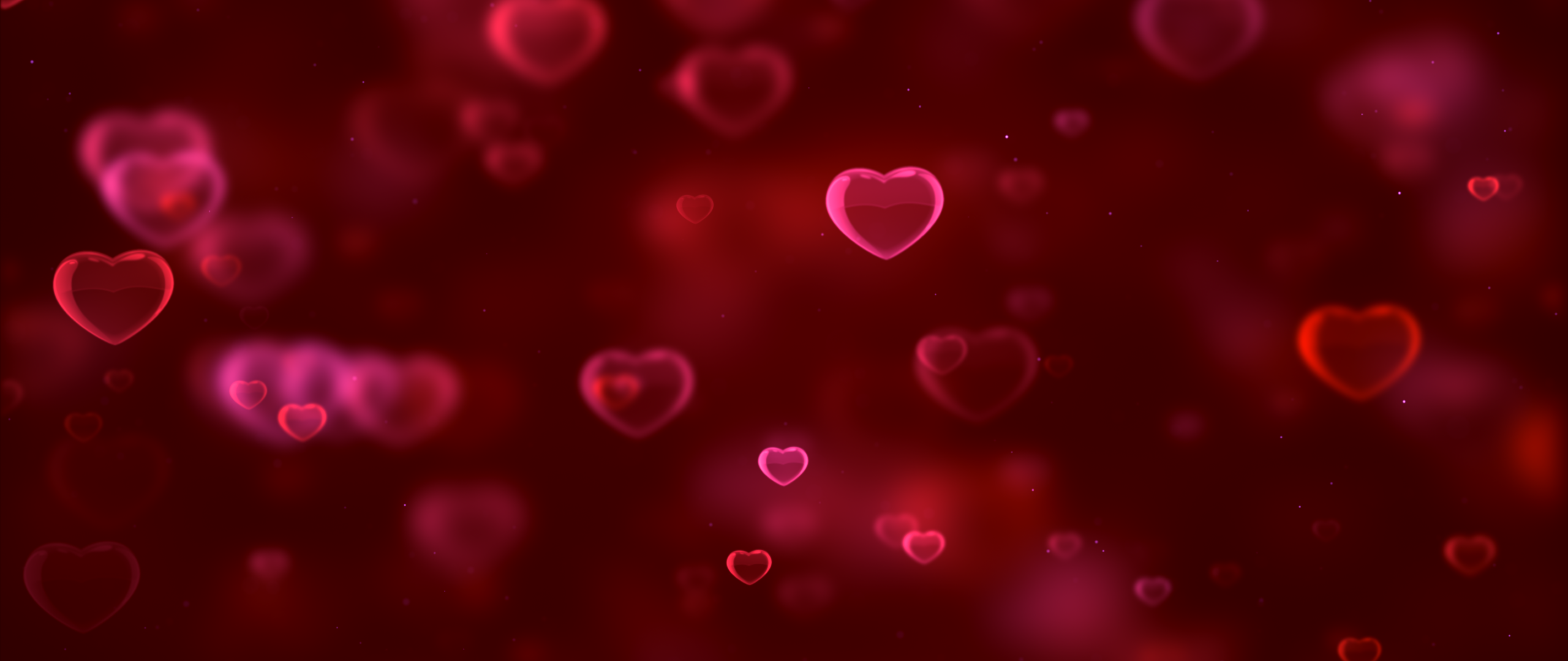 Red hearts Wallpaper 4K, Bokeh, Red