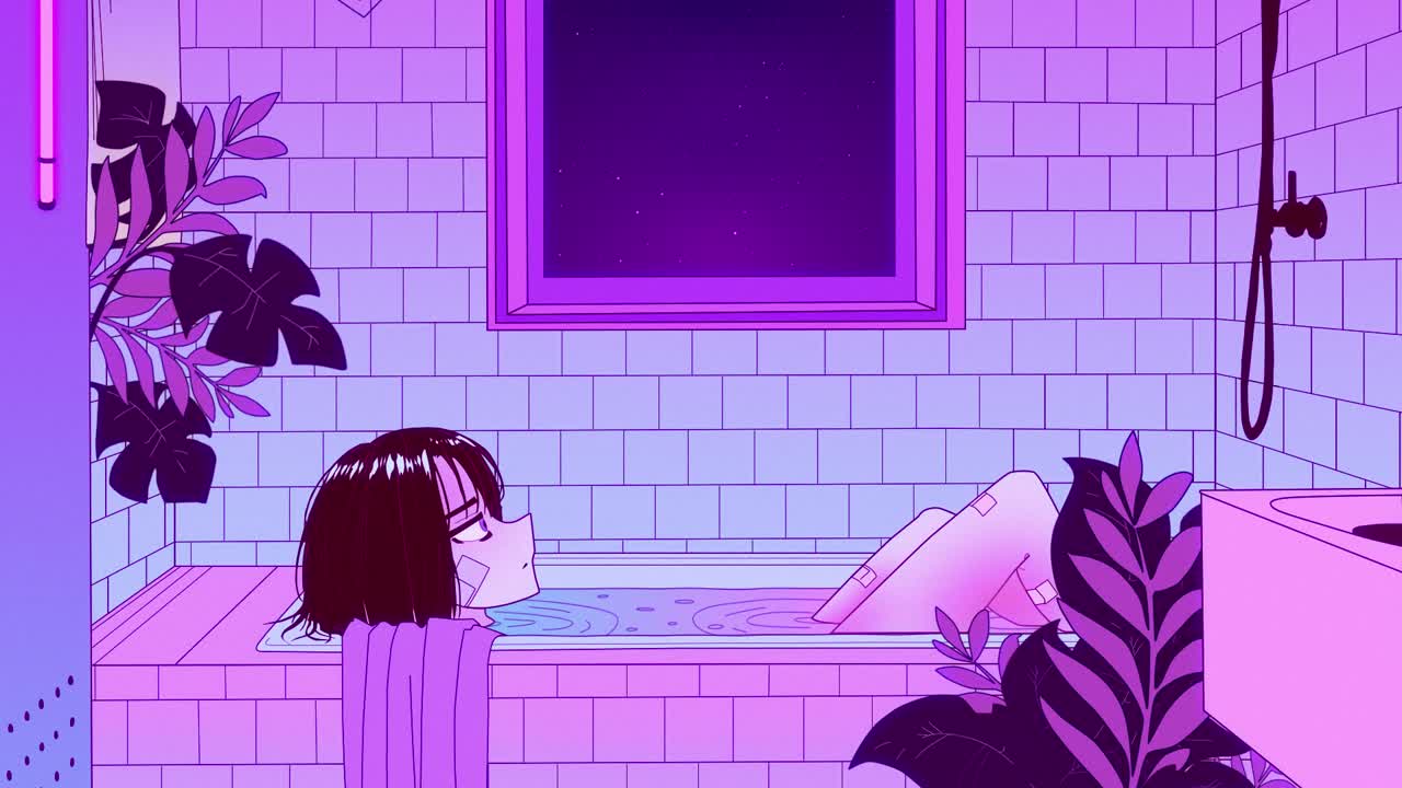 stock video animation, anime girl