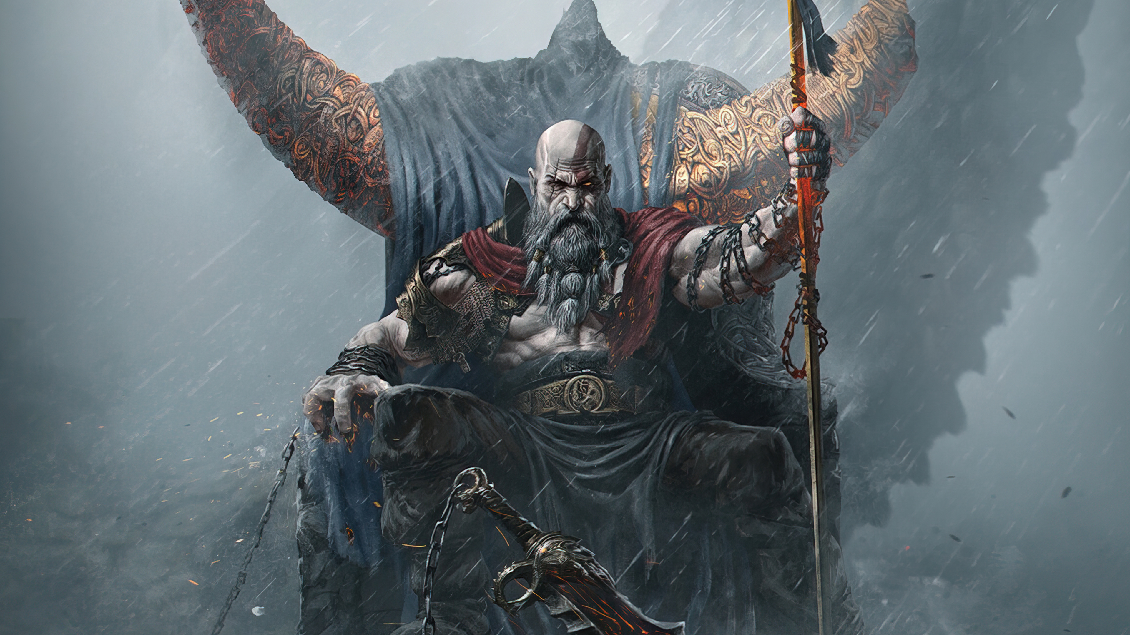 Kratos God of War Art Wallpaper 4K .3117