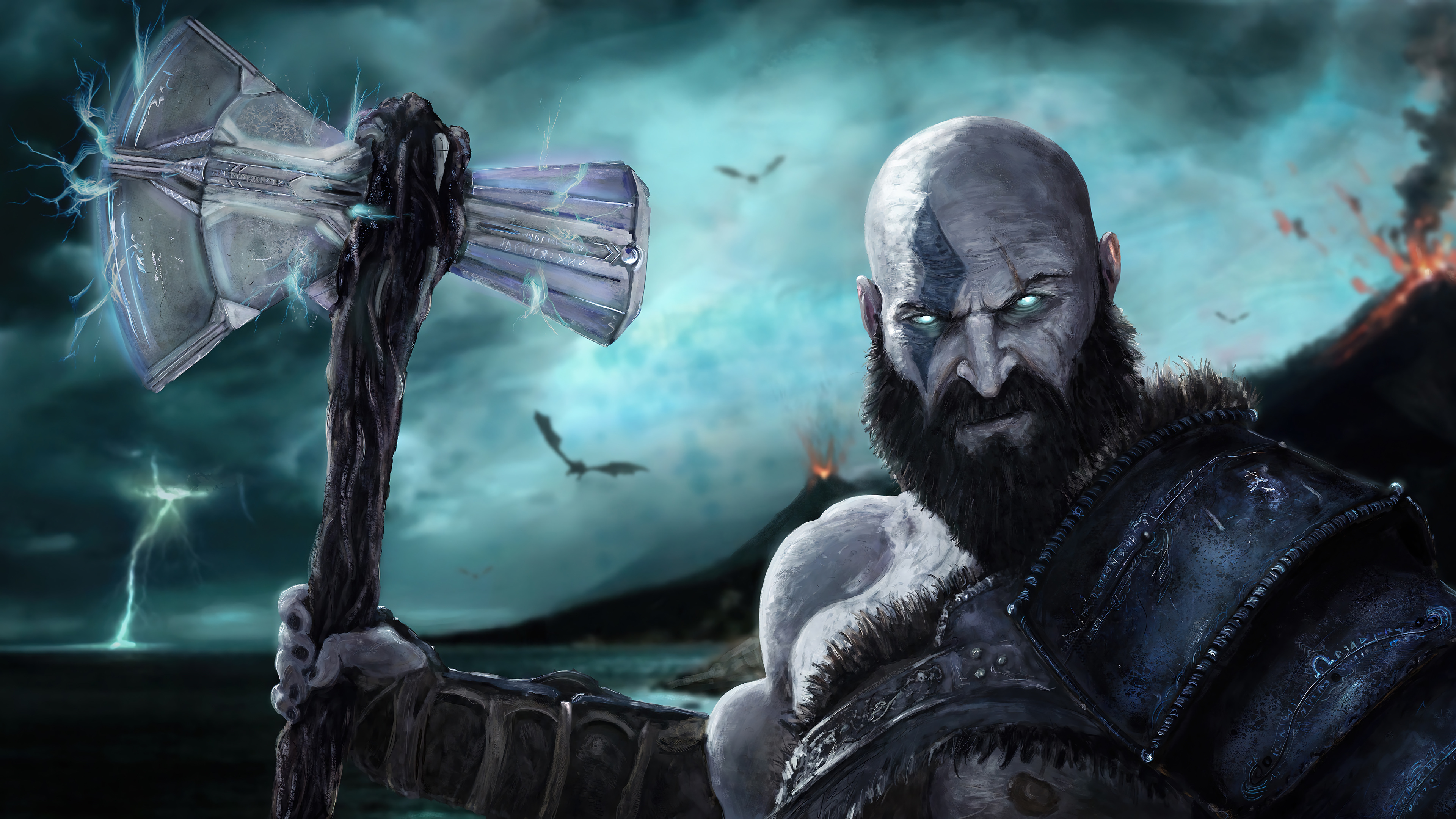 Kratos Art God of War Wallpaper 4K HD