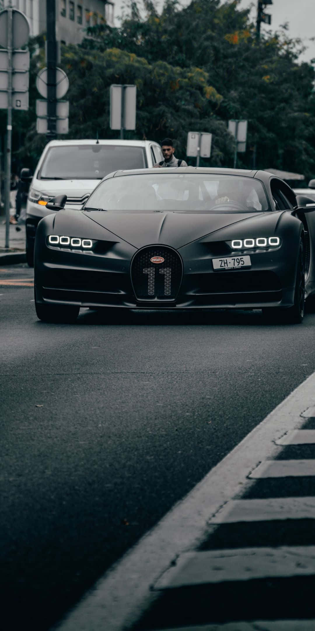 Download Matte Black Chiron Pixel 3 Bugatti Background