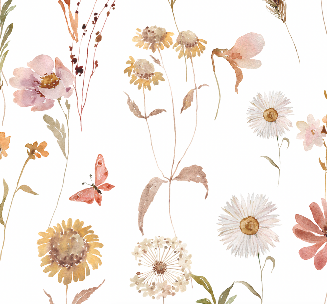 Watercolor Soft Wild Flowers Wallpaper