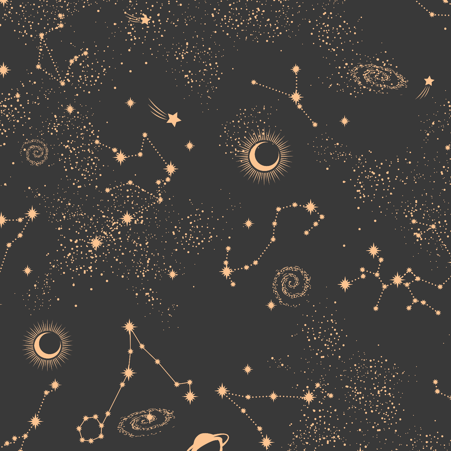 Milky Way and Tan Constellation PLANETARY Peel and Stick Wallpaper Luxe Traditional / 18 ft (H) x 19