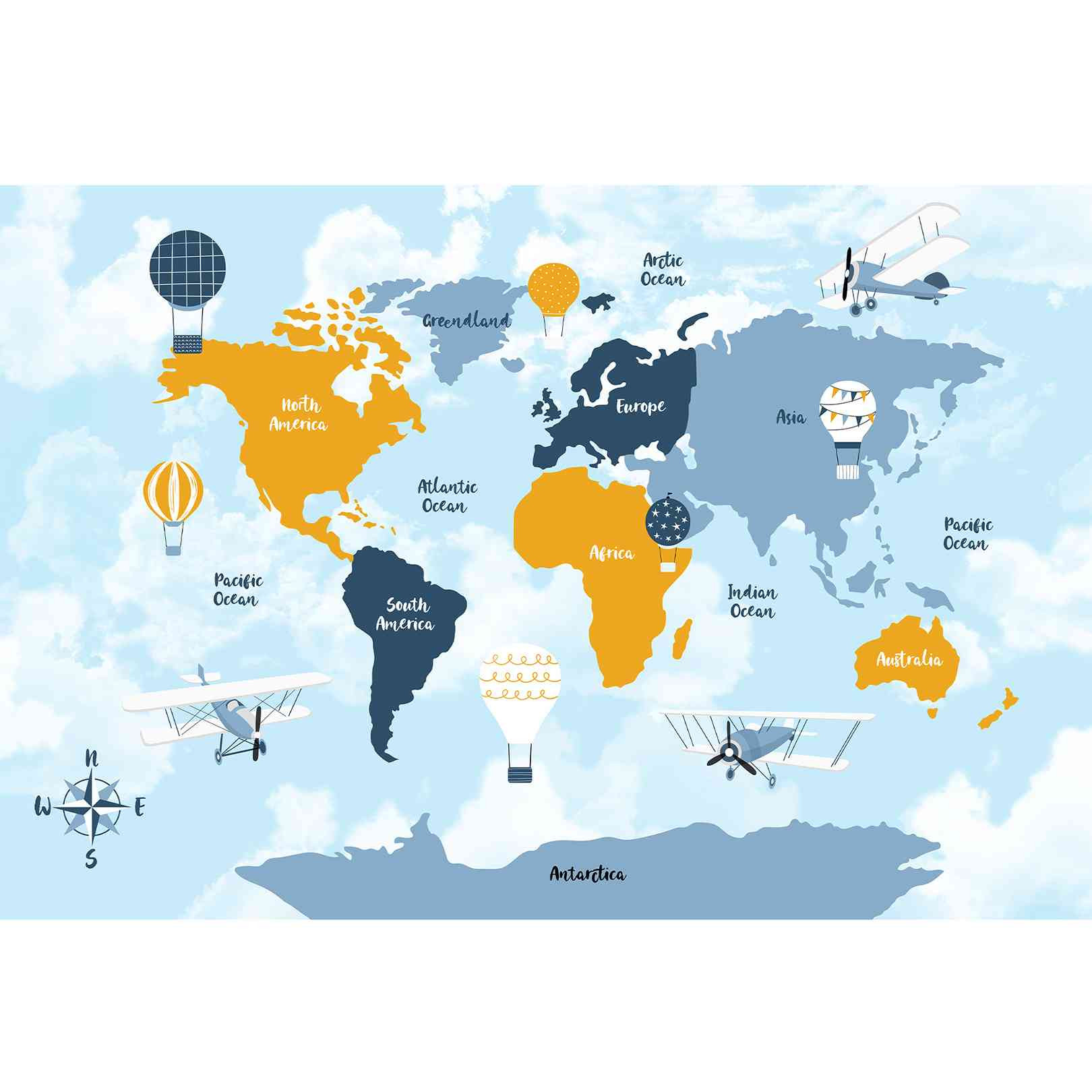 Panoramic wallpaper World Continents