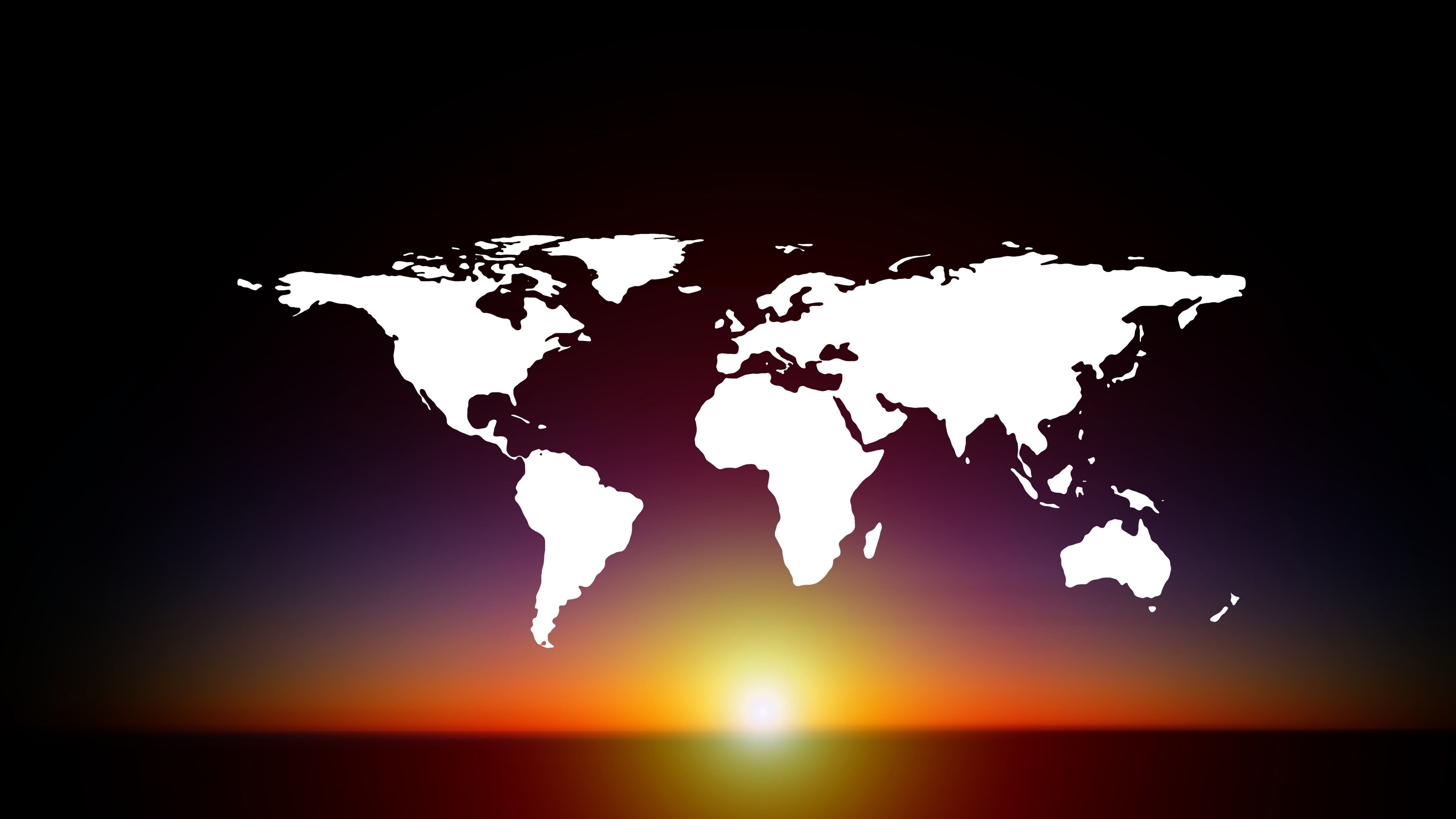 HD wallpaper: sun, world, map